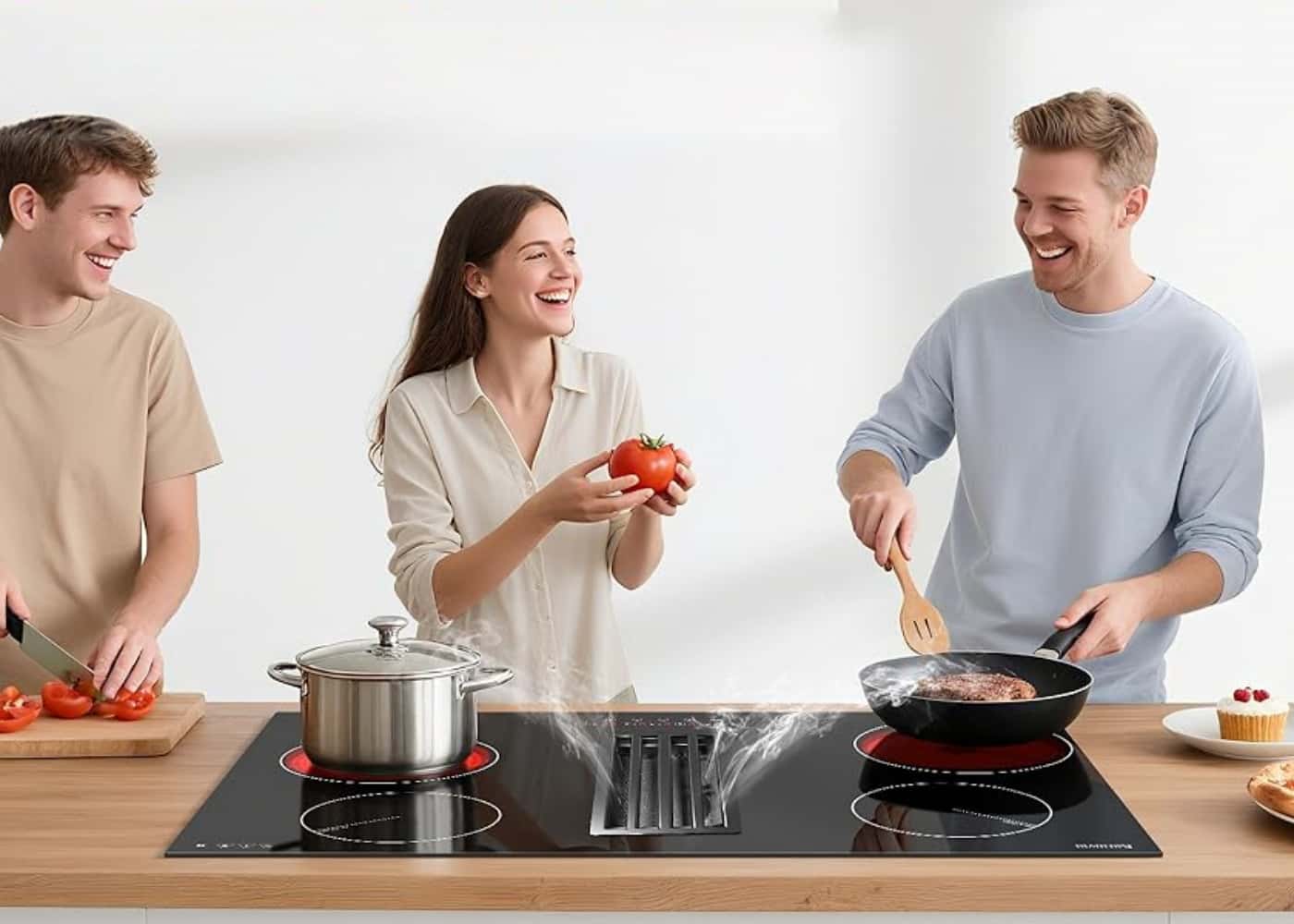 Electric Cooktop with Downdraft