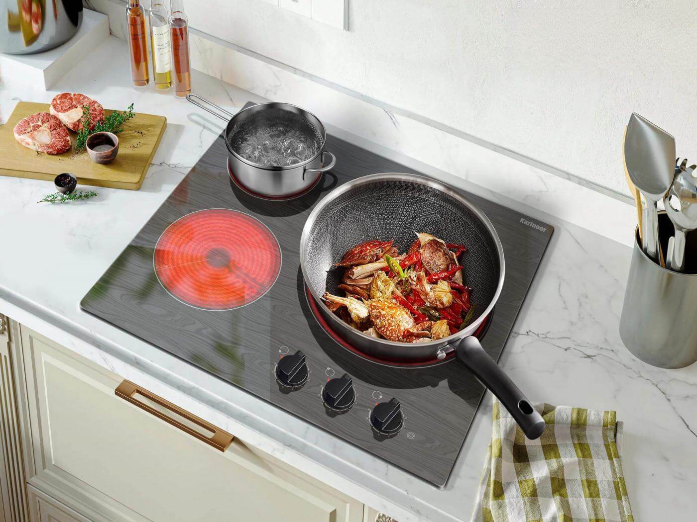 Create your modern kitchen with a textured electric cooktop