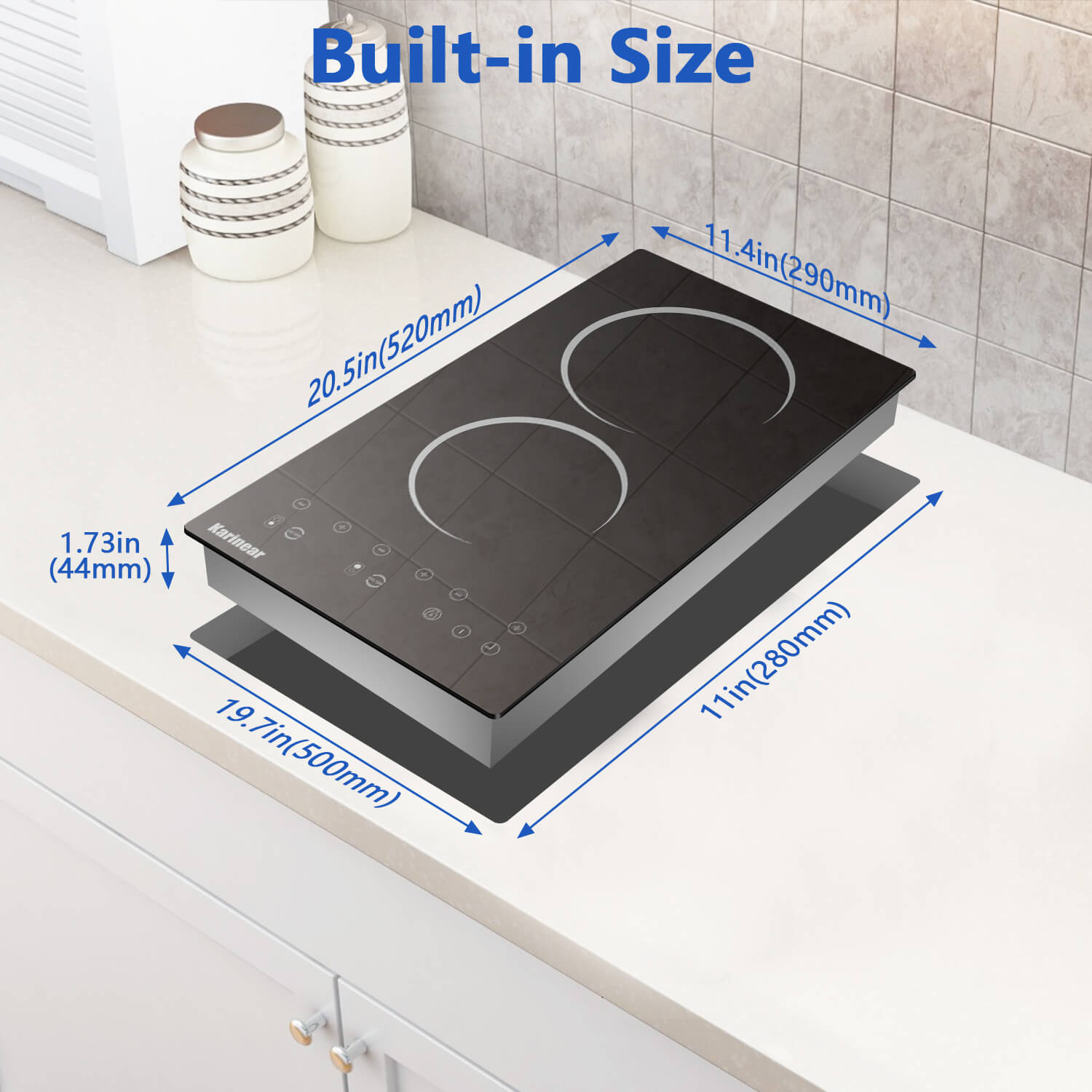Karinear 12 Inch Plug in 2 Burner Electric Cooktop With Countertop and Built-in