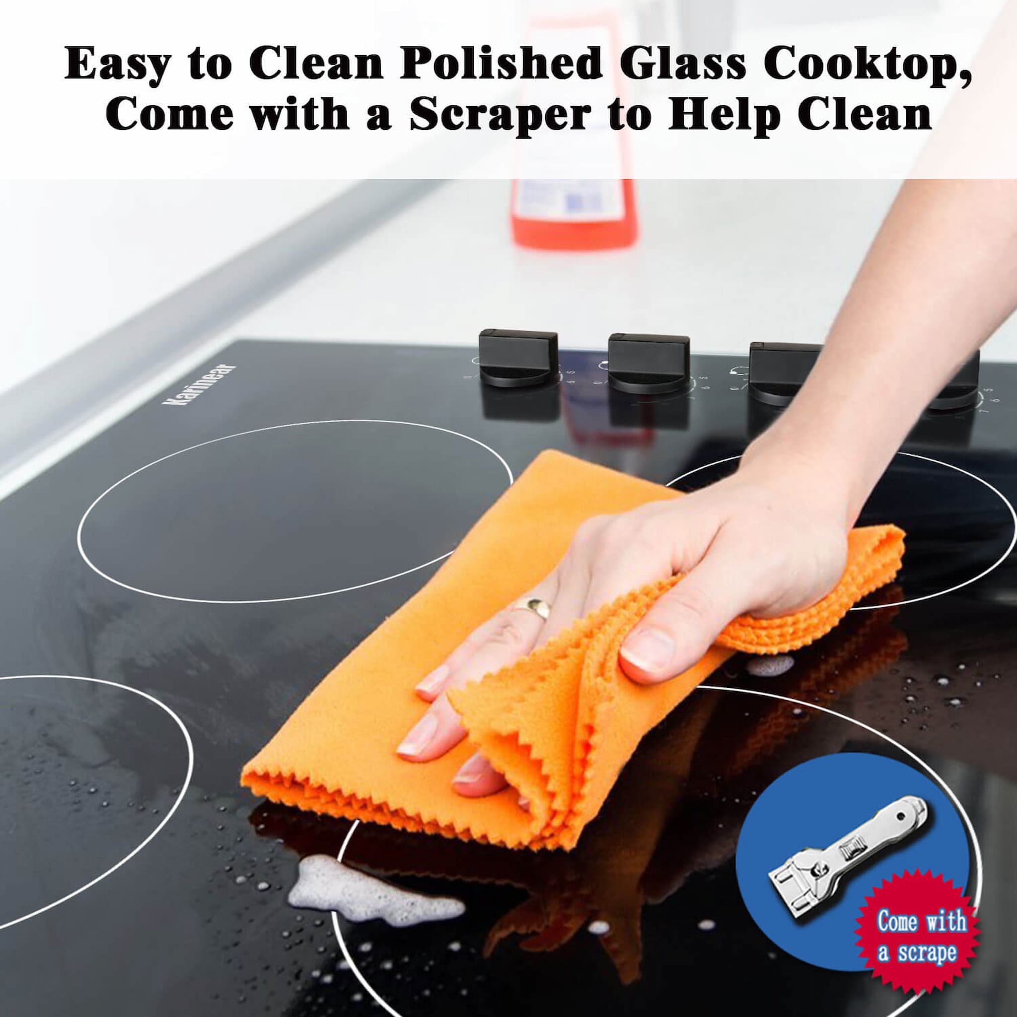 The surface of the electric cooktop 24 inch is made of sturdy, durable, high-temperature resistant ground-free glass. You can drain the water and clean it directly with a rag