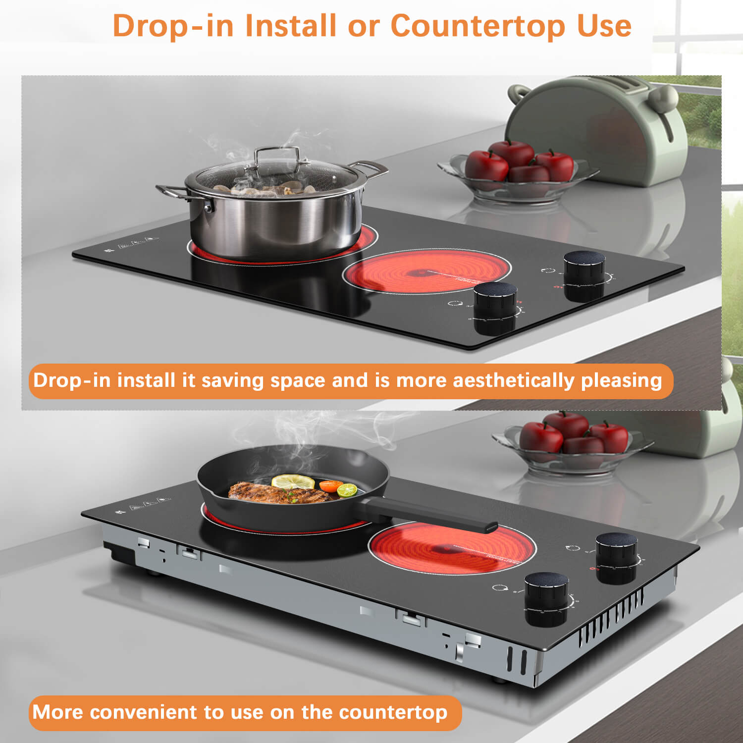 2 burner electric cooktop