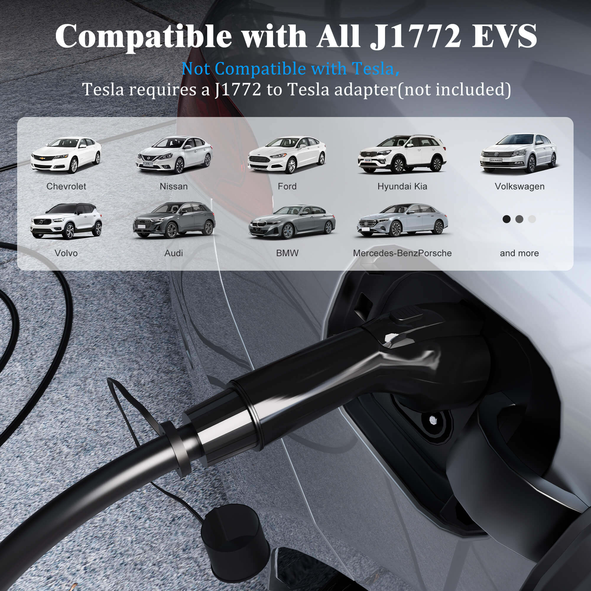 Karinear Level 1&2 NEMA 5-15 16A Portable EV Charger with 20FT Cable for All J1772 Electric Cars