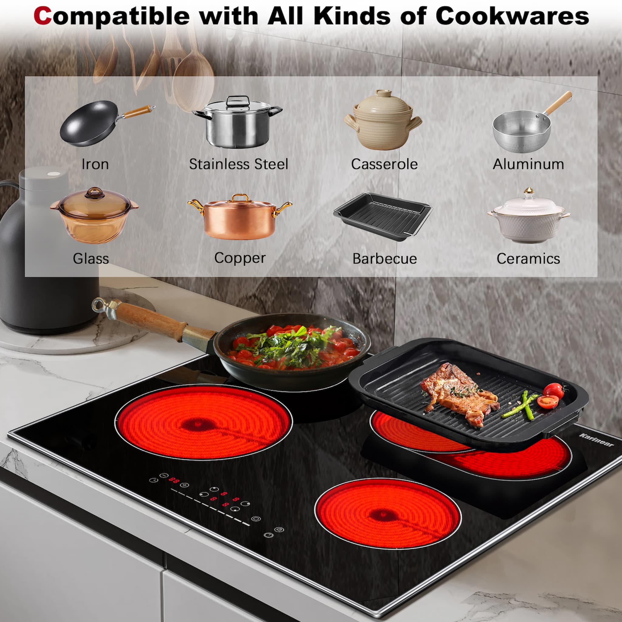 4BurnersElectricCooktop24Inch