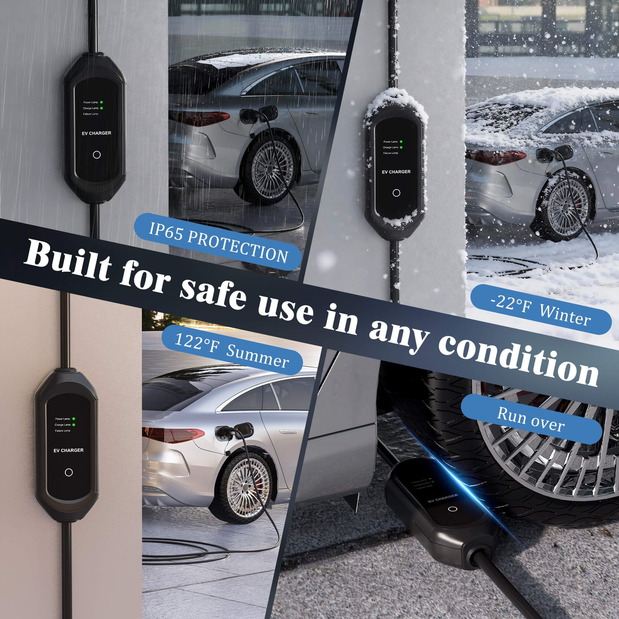 Karinear Level 1&2 NEMA 5-15 16A Portable EV Charger with 20FT Cable for All J1772 Electric Cars