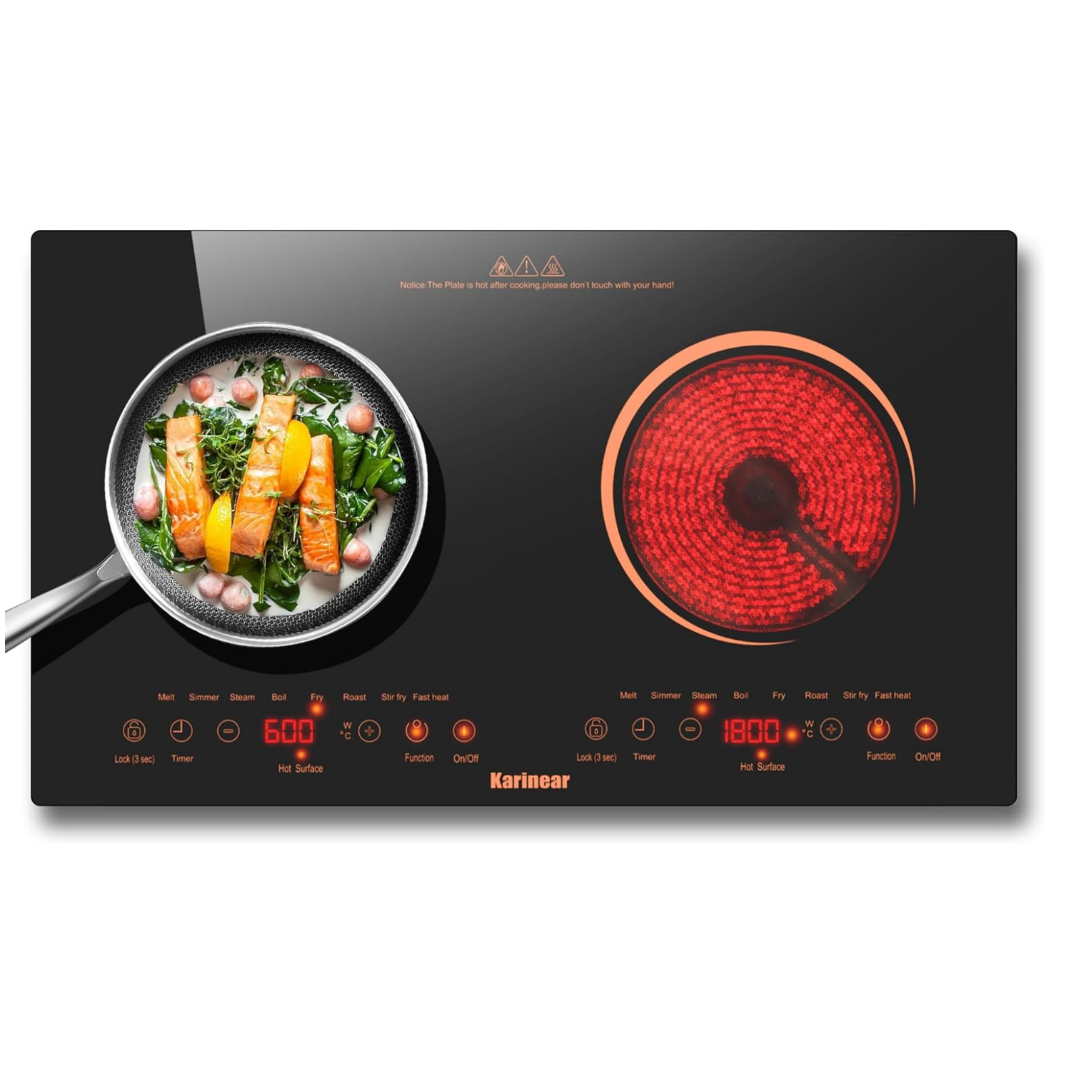 Karinear 24 Inch 2 Burner Portable Electric Cooktop - Blue