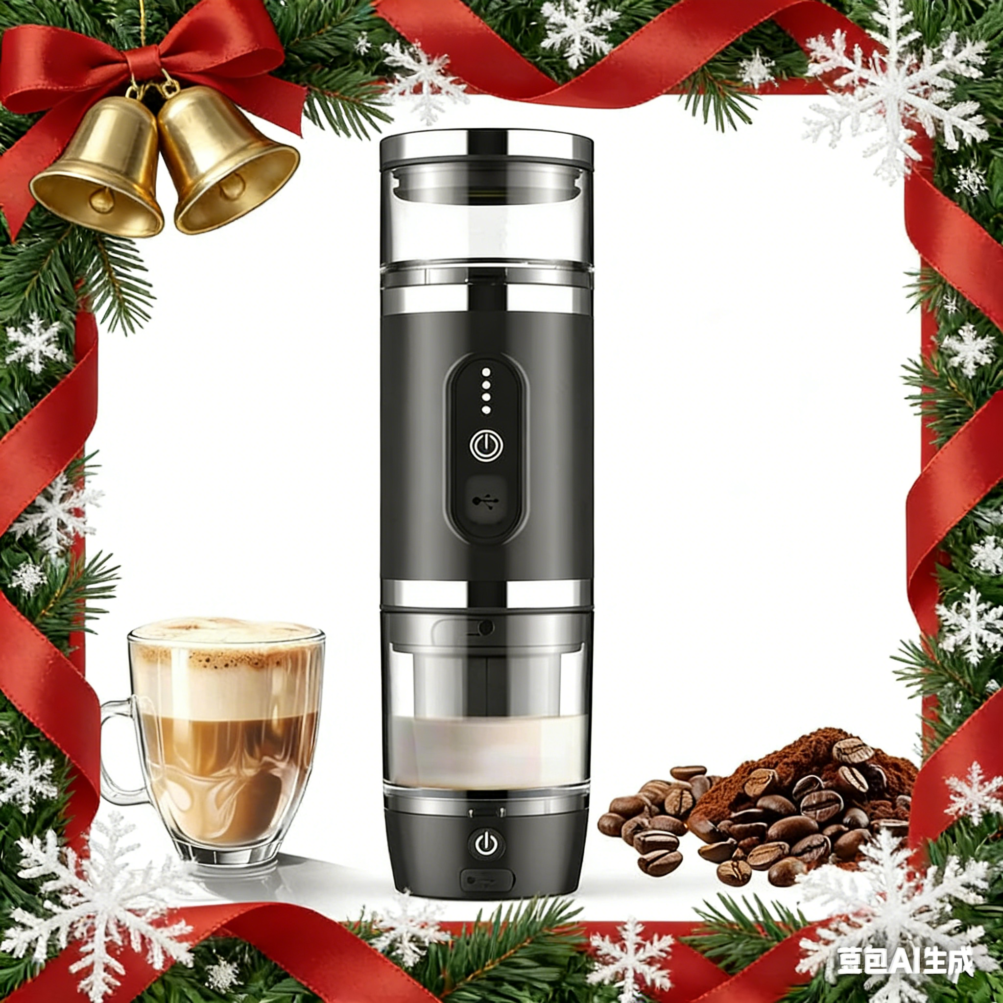 Karinear 3 inch 1 Portable Espresso Machine With Milk Frother - Black