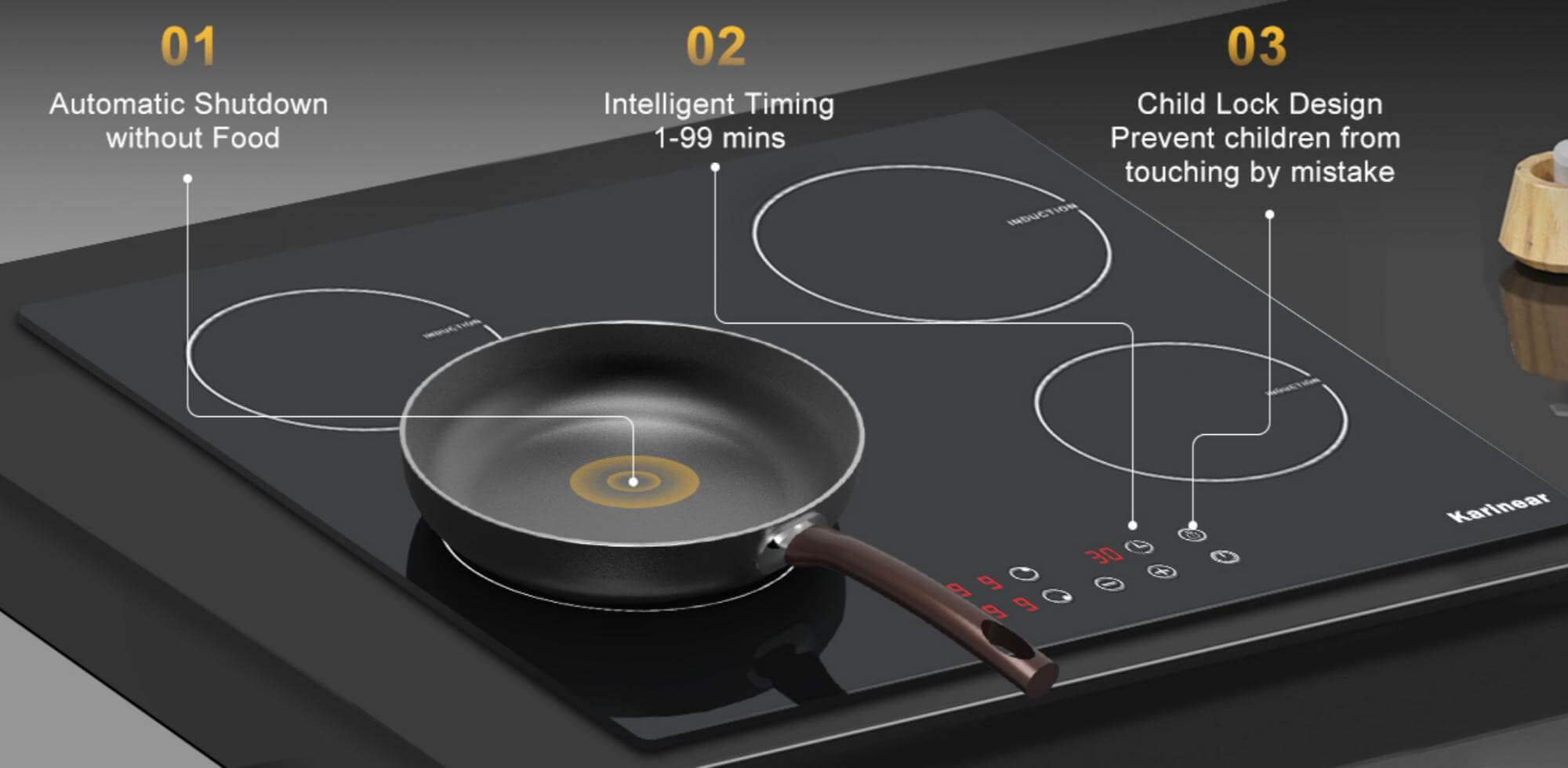 9 Power Levels, Sensor Touch Control, Child Safety Lock, 1-99 Minutes Timer