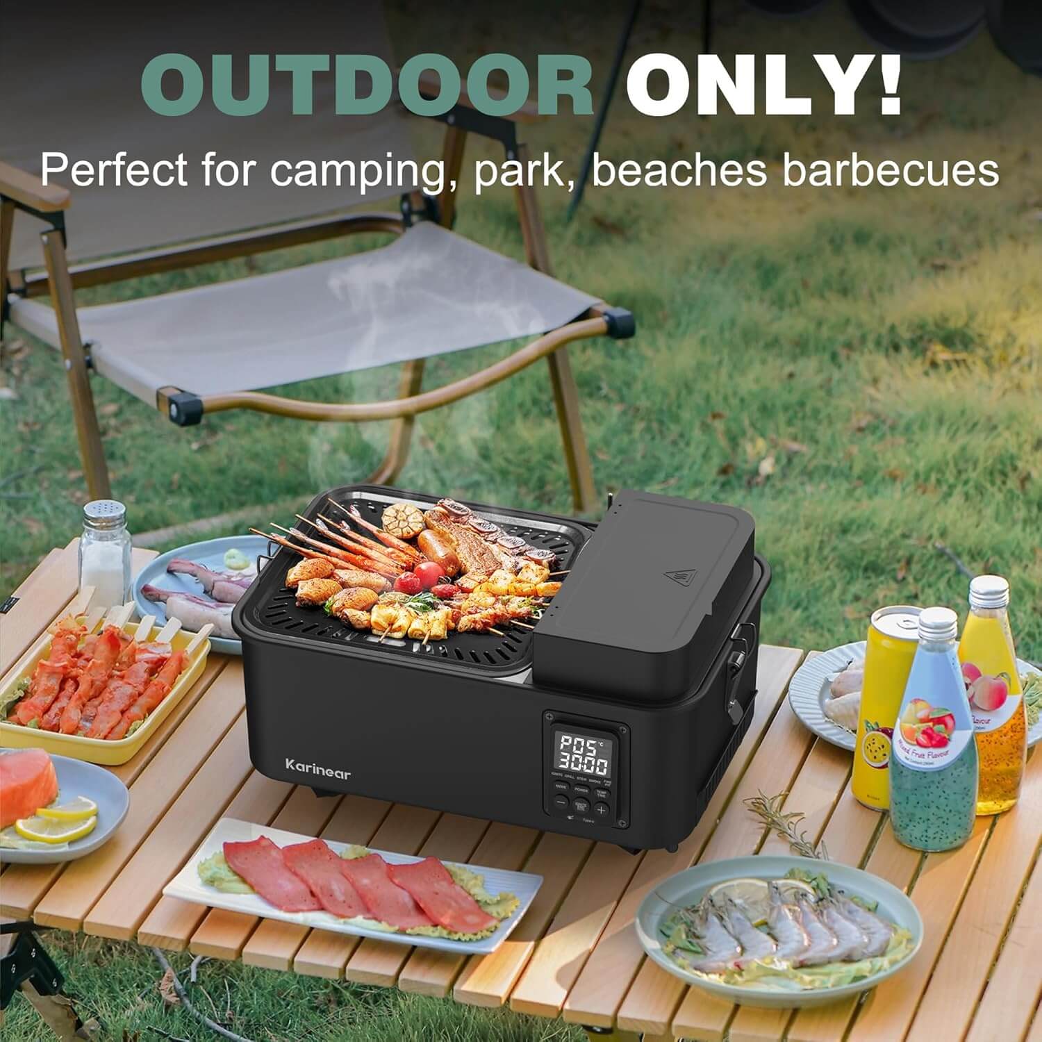 Karinear Woodfire Electric Outdoor Grill With Pellets and Digital Probe