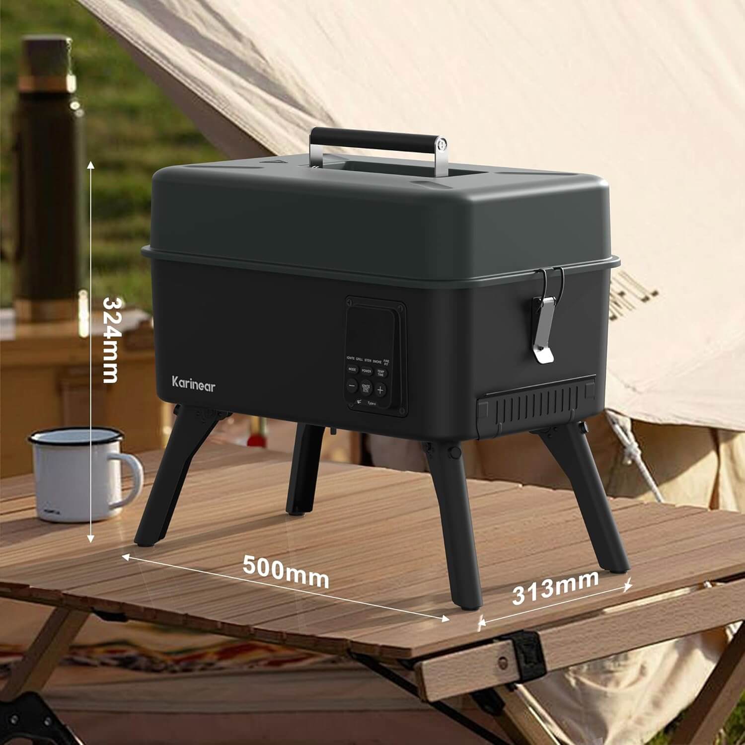 Karinear Woodfire Electric Outdoor Grill With Pellets and Digital Probe