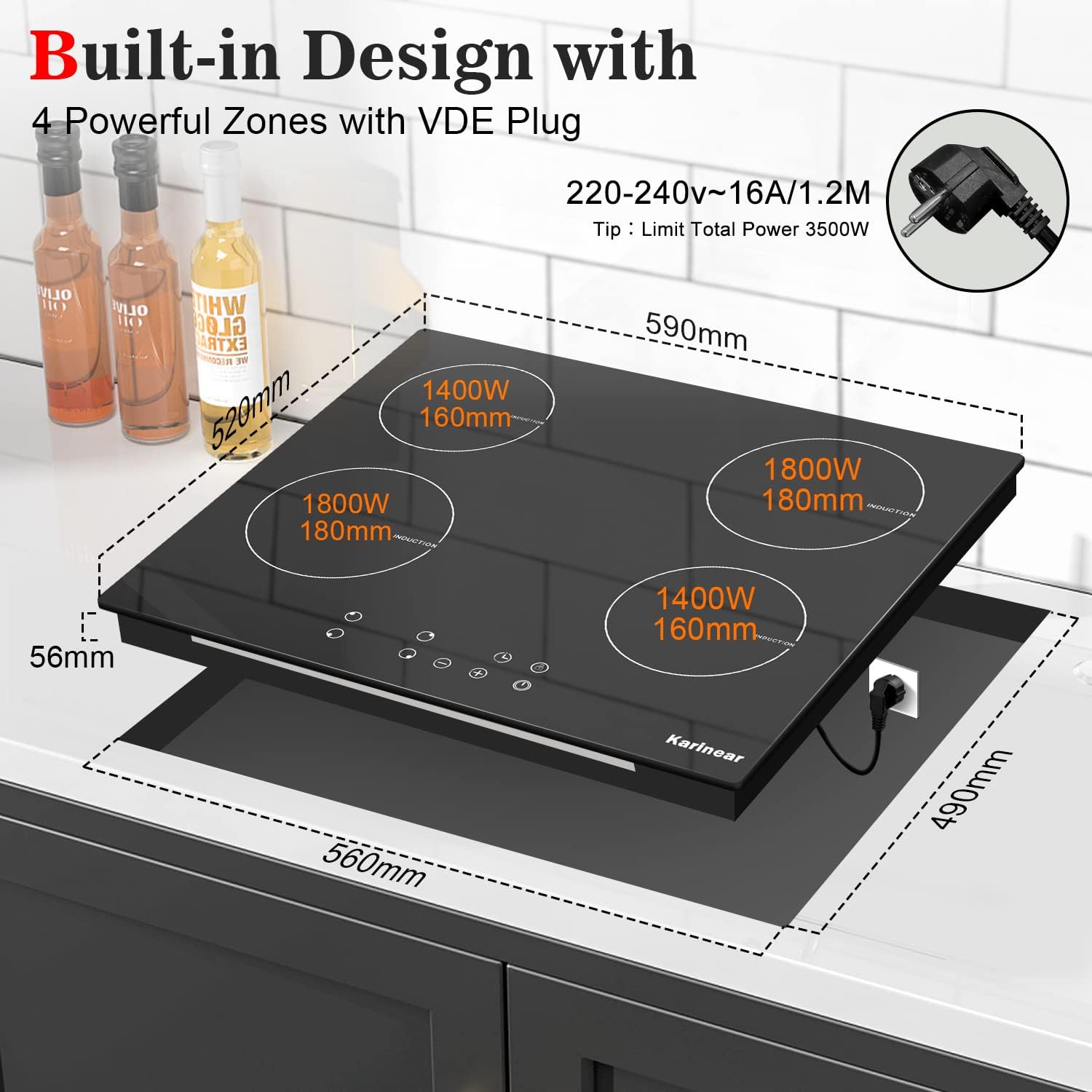 True High Power,Drop in Hot Plate 24" Induction Cooktop Hard Wire(No Plug)