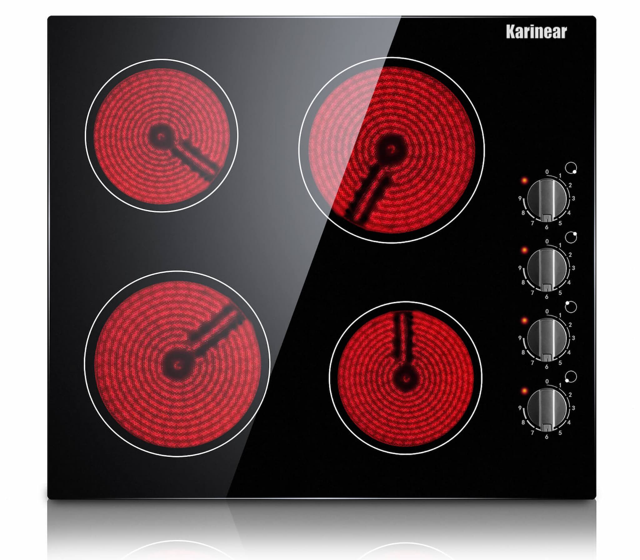 Roll over image to zoom in VIDEO Karinear 4 Burner Electric Cooktop 24 Inch, Built-in Electric Stove Top