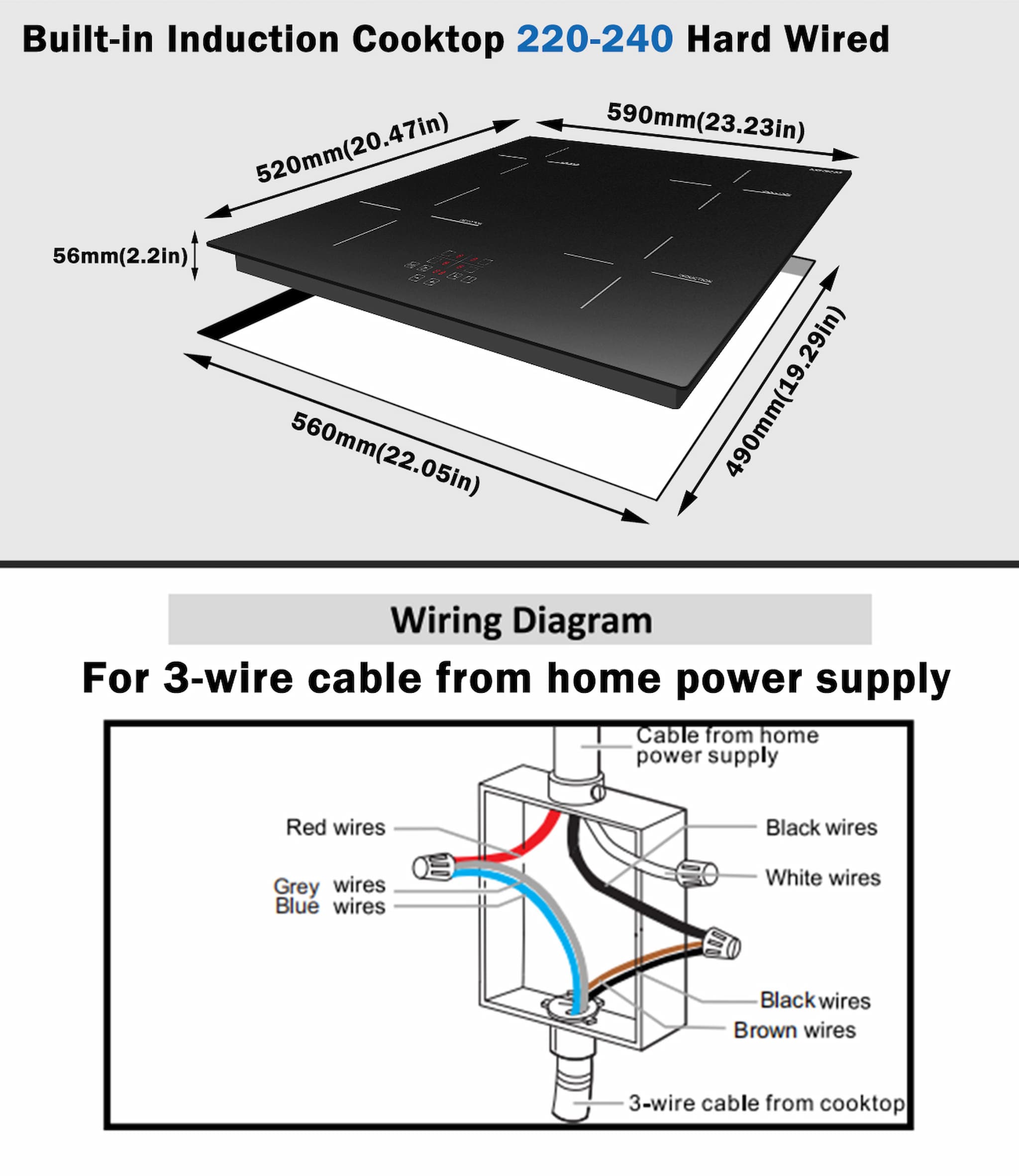 High power induction cooktop, heating power is 1400W+1400W+1800W+1800W. 4 burners work at the same time, you can cook four delicious dishes at the same time. Easily face various big meal problems and save more time.