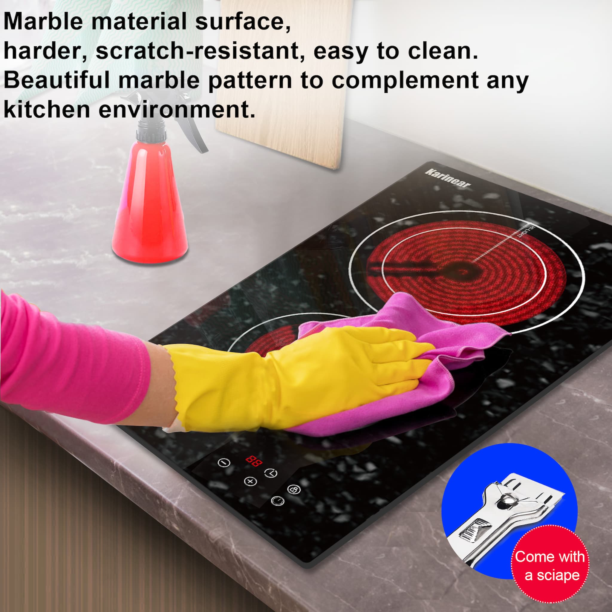 Harmless Electric Ceramic Cooktop Unlike induction cookers, the built in electric ceramic stove is free of electromagnetic radiation, safer and safe for pregnant women to use.