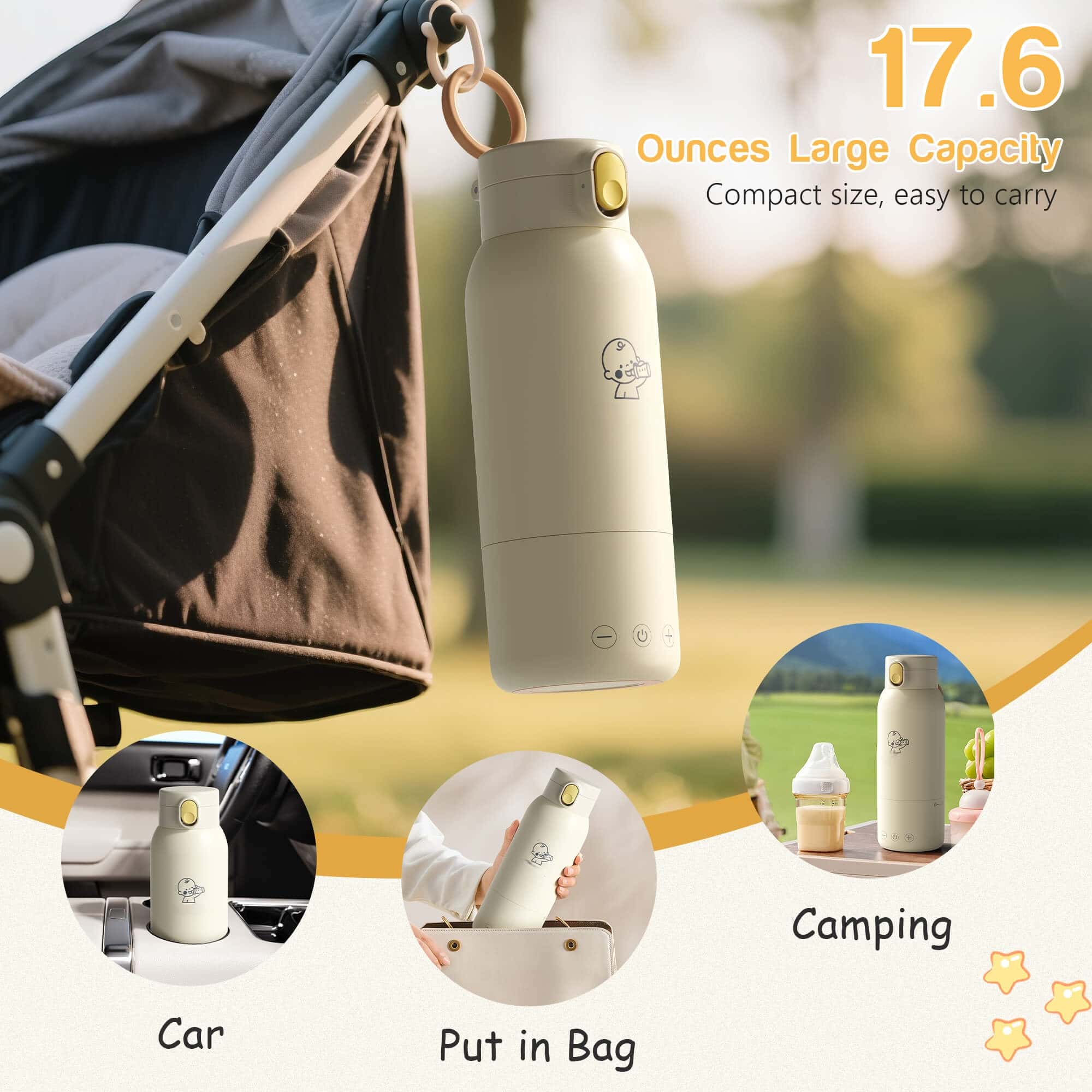 Karinear Portable Bottle Warmer For Travel - Milk Warmer On the Go Pro