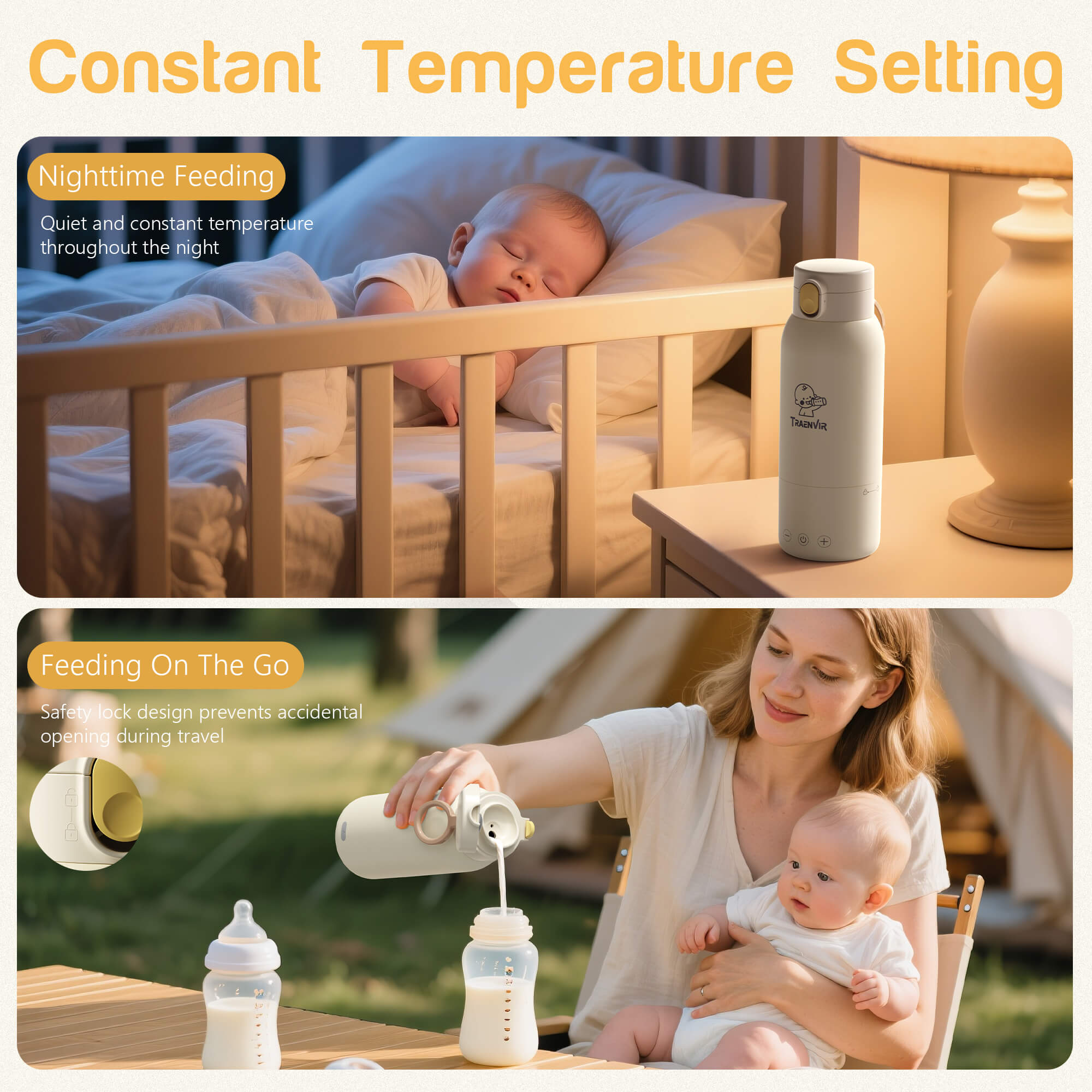 Karinear Portable Bottle Warmer For Travel - Milk Warmer On the Go Pro