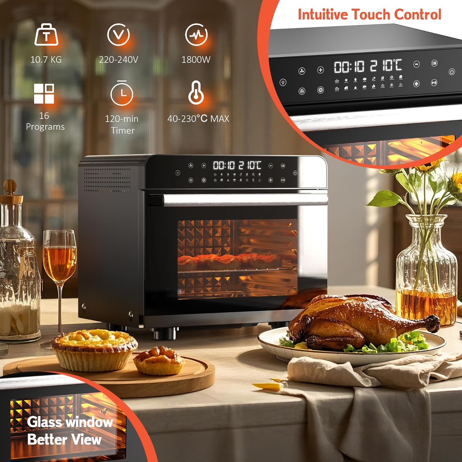 Karinear 33L 10 in 1 Countertop Air Fryer Oven With Full Accessory Set