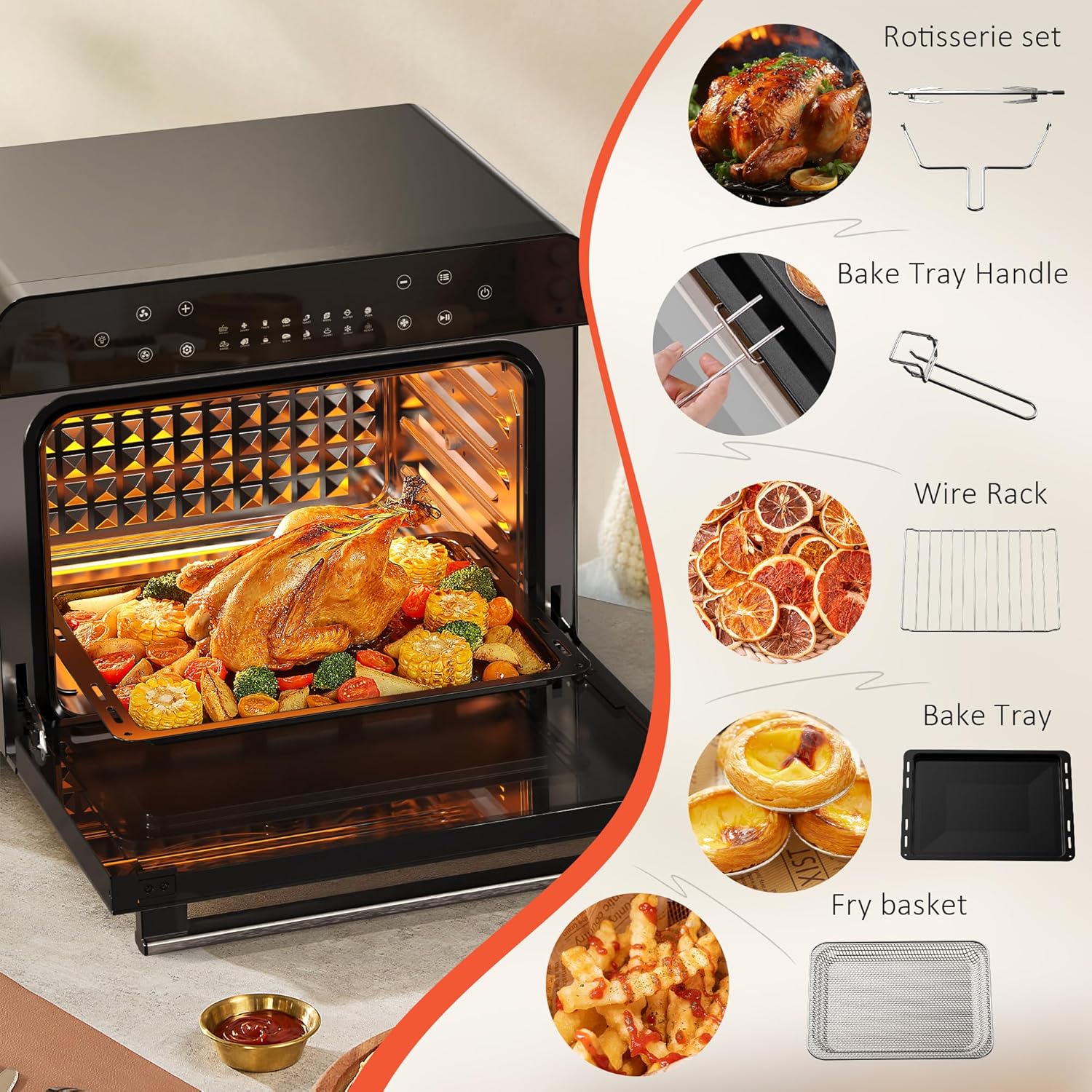 Karinear 33L 10 in 1 Countertop Air Fryer Oven With Full Accessory Set
