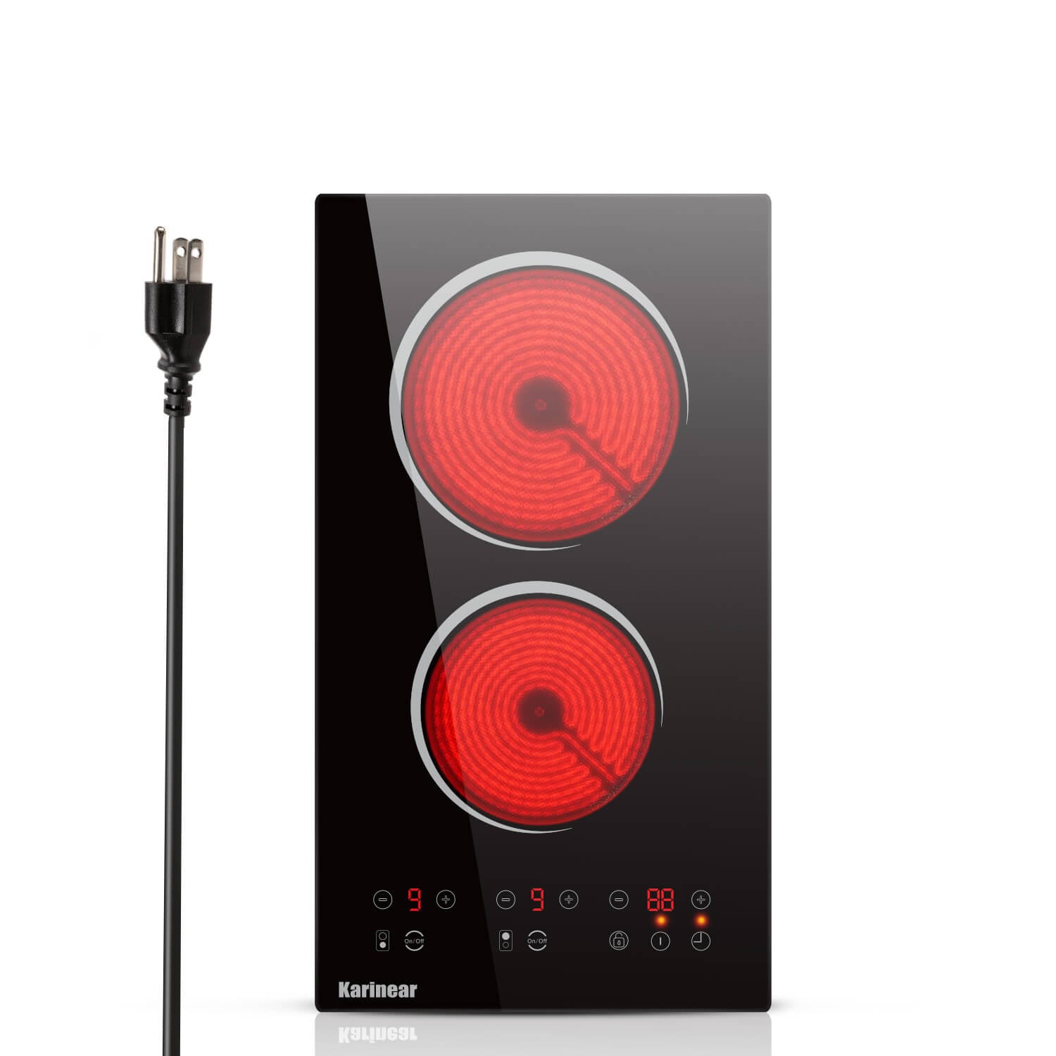 Karinear 12 Inch Plug in 2 Burner Electric Cooktop With Countertop and Built-in
