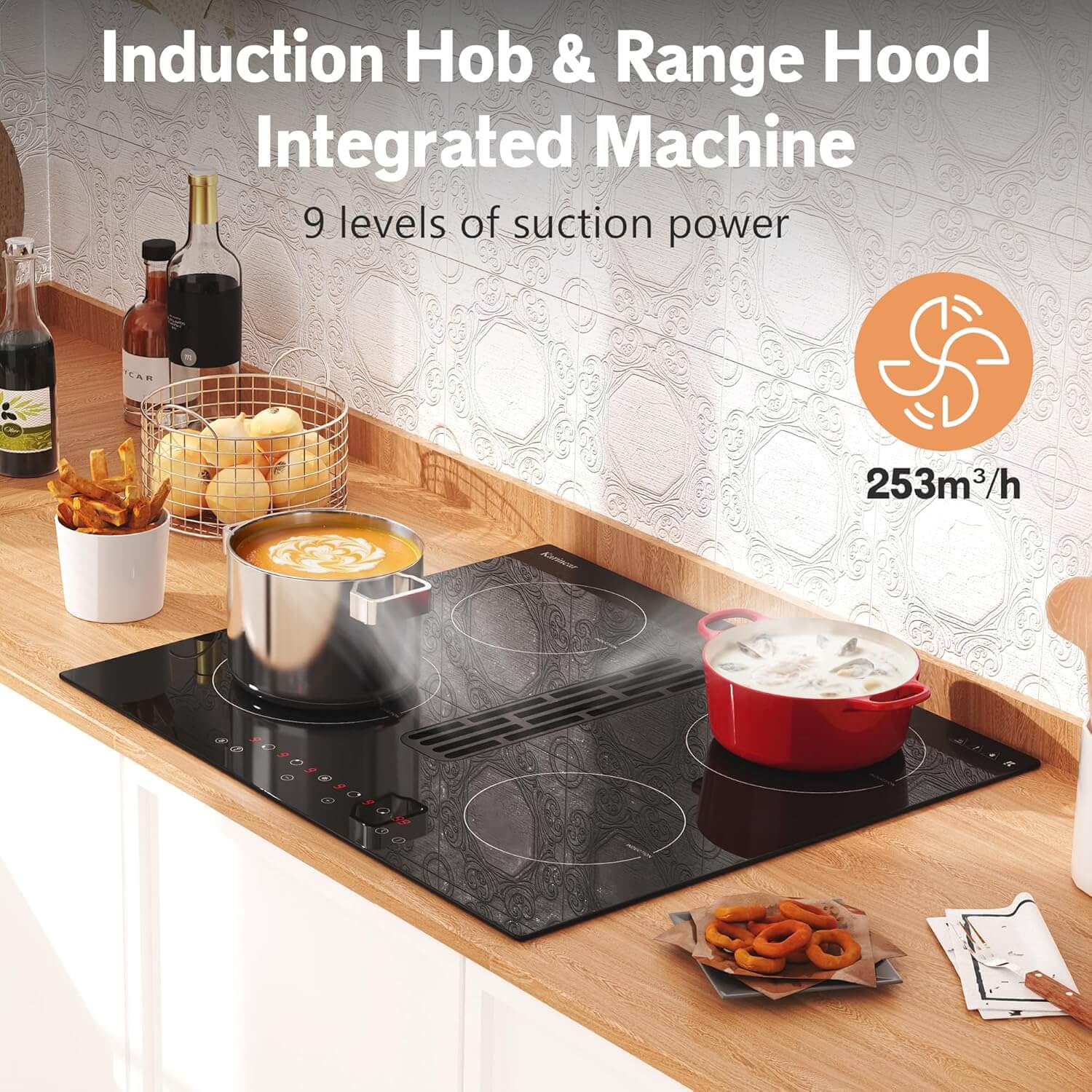 Induktionskochfeld mit Dunstabzug