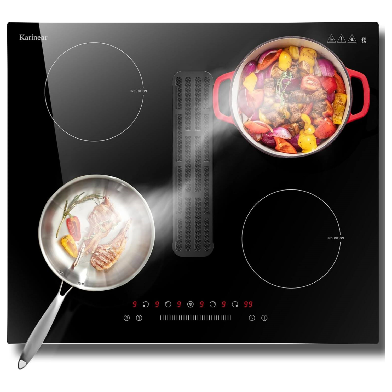 Induktionskochfeld mit Dunstabzug