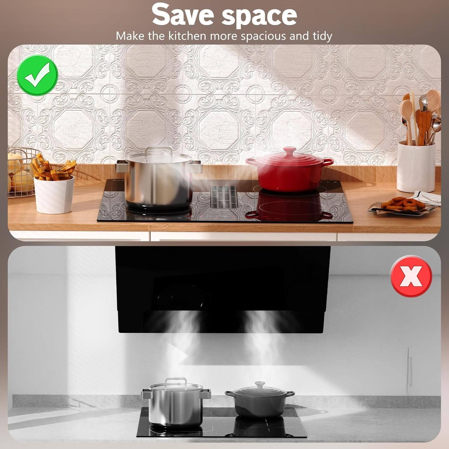 Induktionskochfeld mit Dunstabzug