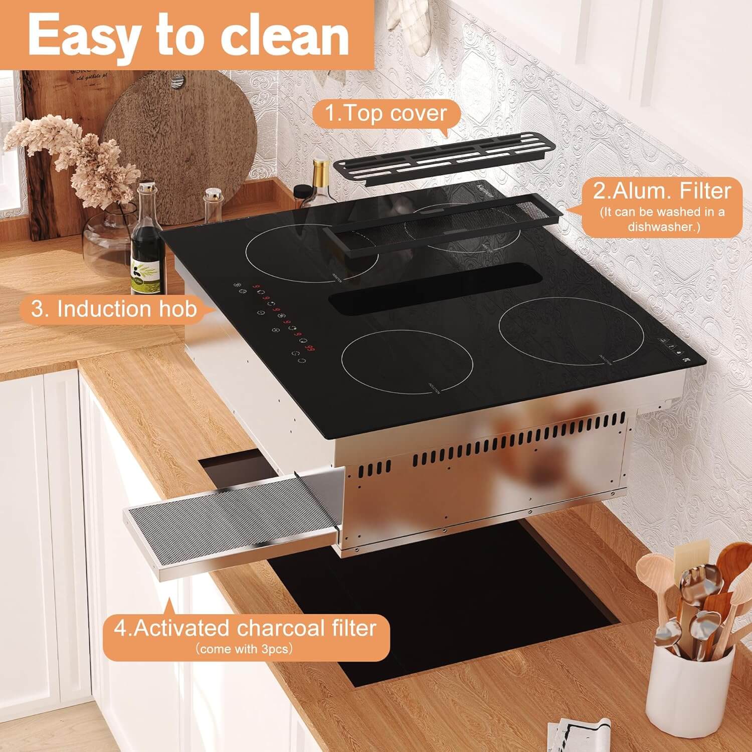 Induktionskochfeld mit Dunstabzug