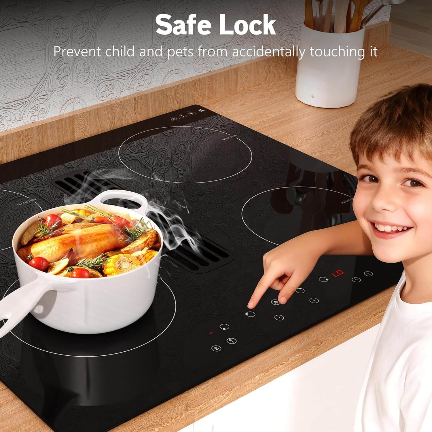 Induktionskochfeld mit Dunstabzug