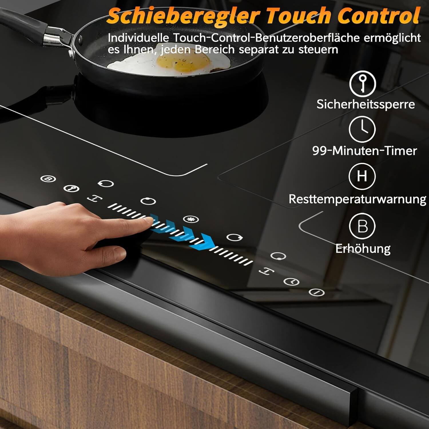 Karinear Induction Hob With Extractor Hood With Built In Flex Zones