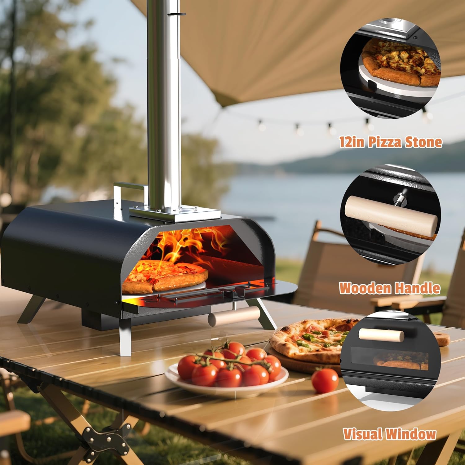 Karinear Outdoor Pizza Oven With Pizza Peel and Pizza Cutter