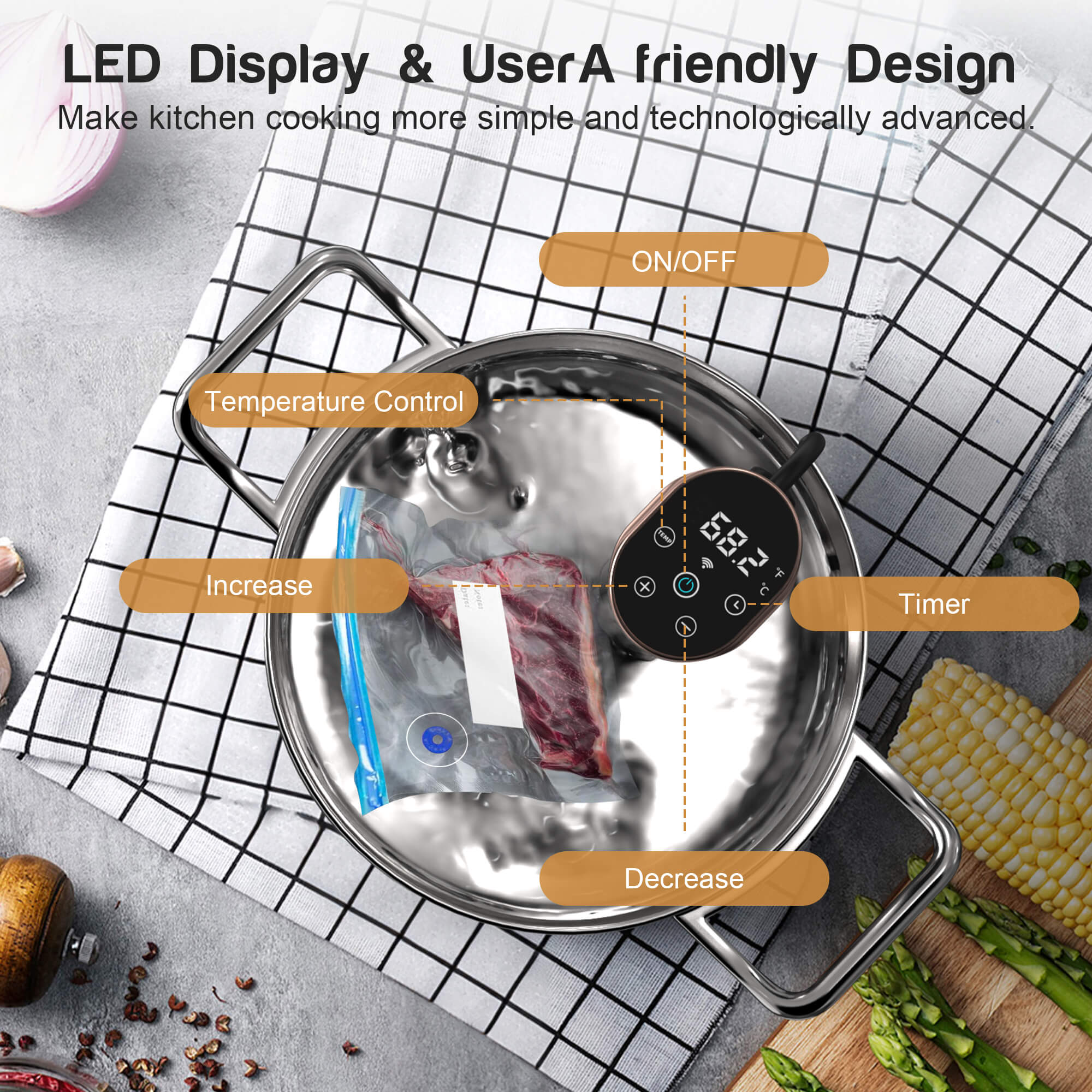 Karinear Sous Vide Wifi App Control With Vacuum Bag & Pump Kit, Souse Vide Magnet