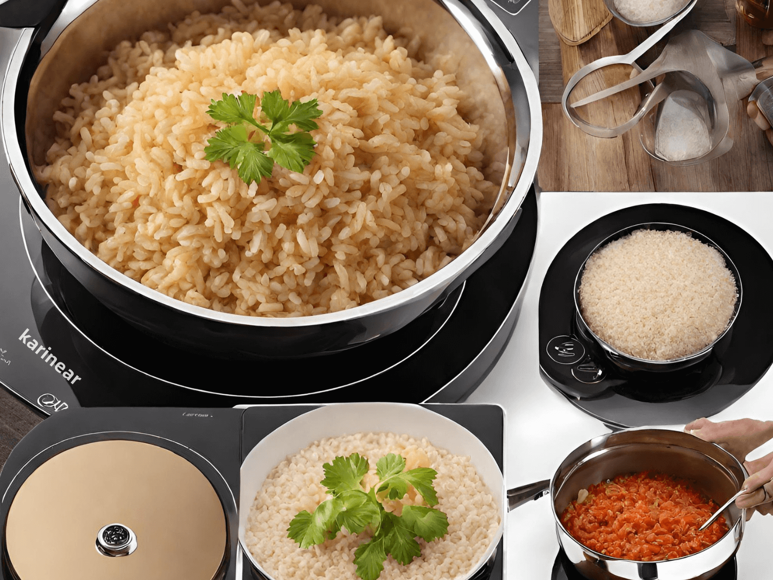 What are some tips for cooking brown rice on a portable induction burner? Is it even a good idea (pans, crockery, dishes, food, timing)?