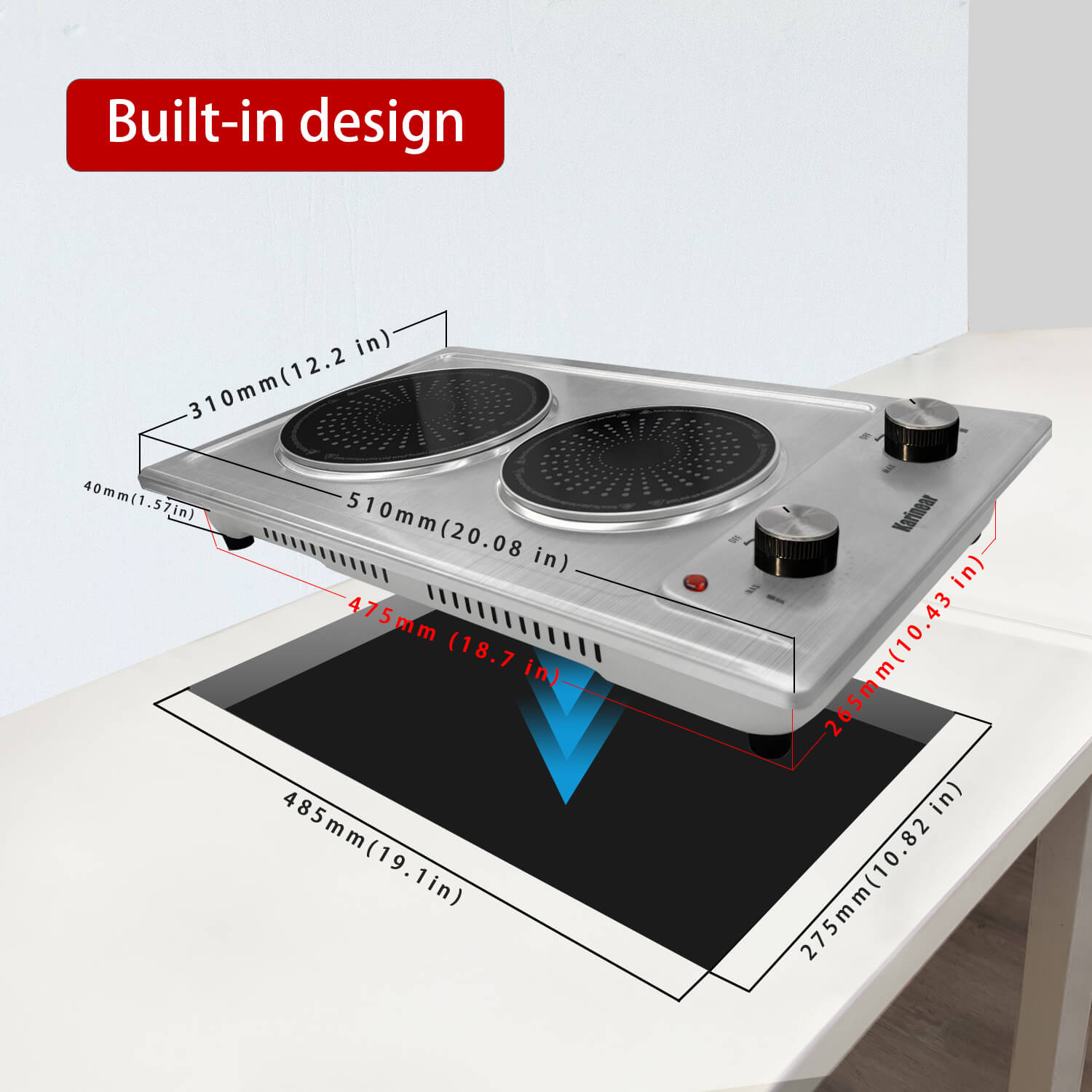 The 2 burners electric cooktop is suitable for 110~120v, with a plug that is suitable for American families, so you needn't to spend more money to find electricians to help with wiring. More conveniently,