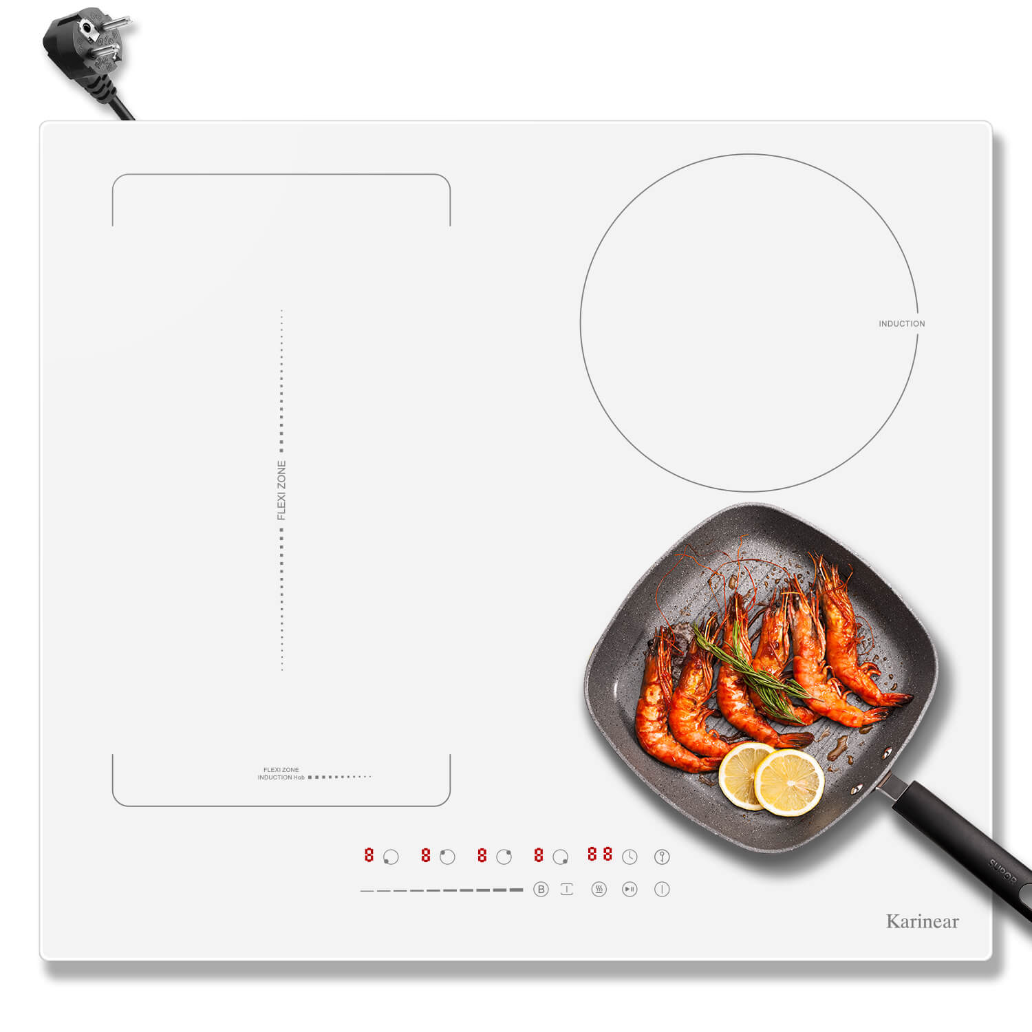 Karinear 60cm White Induction Hob With Flex Zone