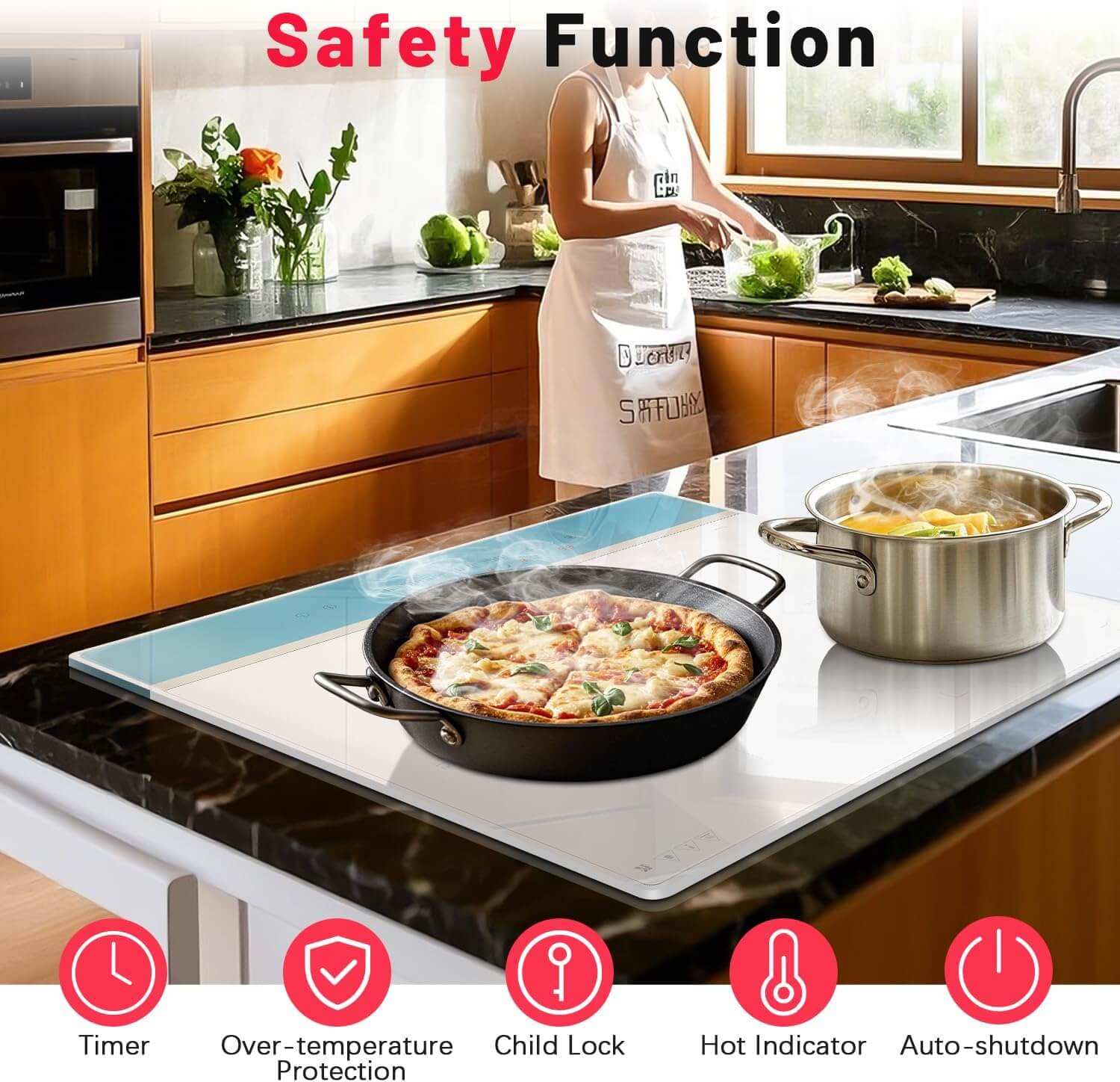 Karinear 24 inch induction cooktop With 3 burner With Boost and Flexible Zone 6800W