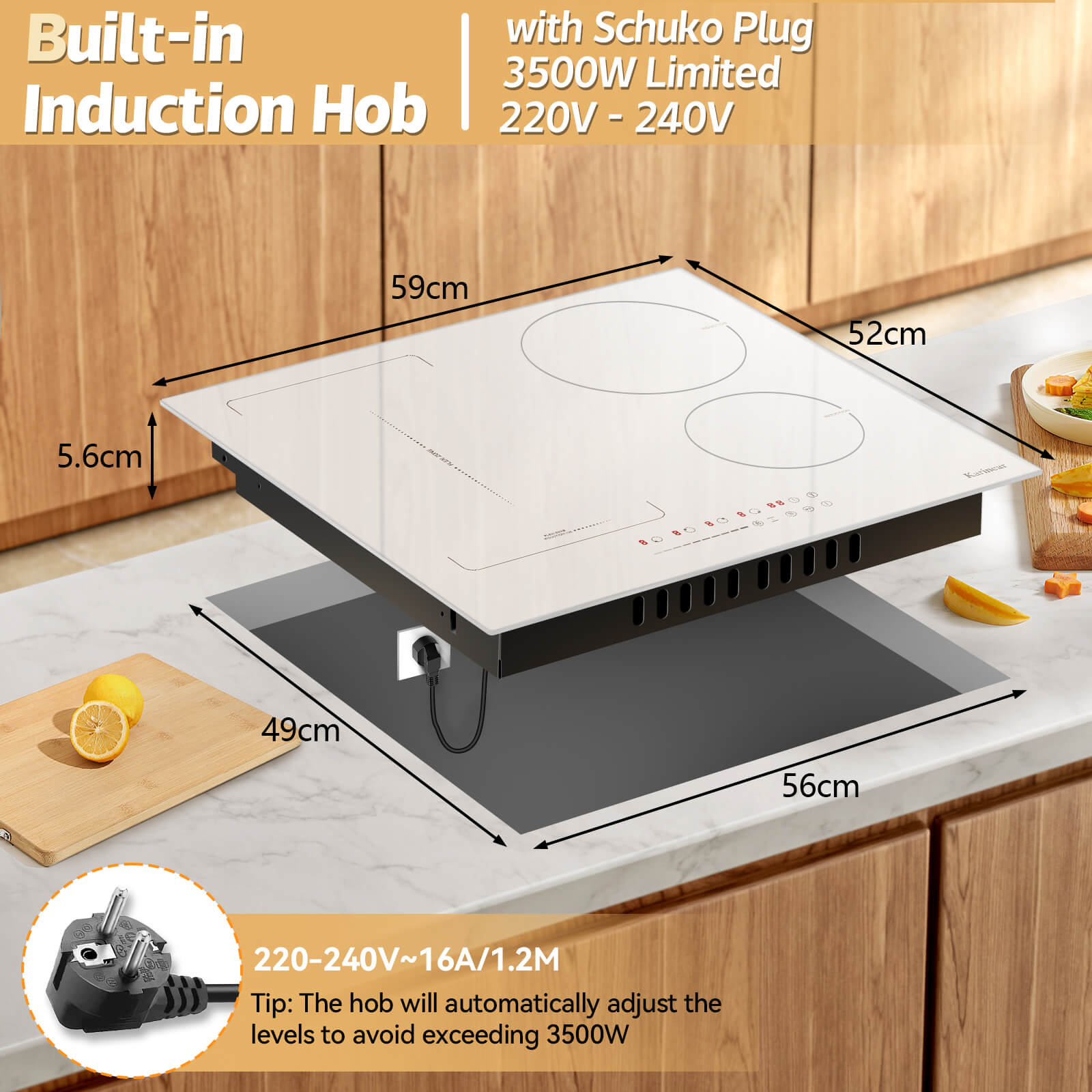 Karinear 60cm White Induction Hob With Flex Zone