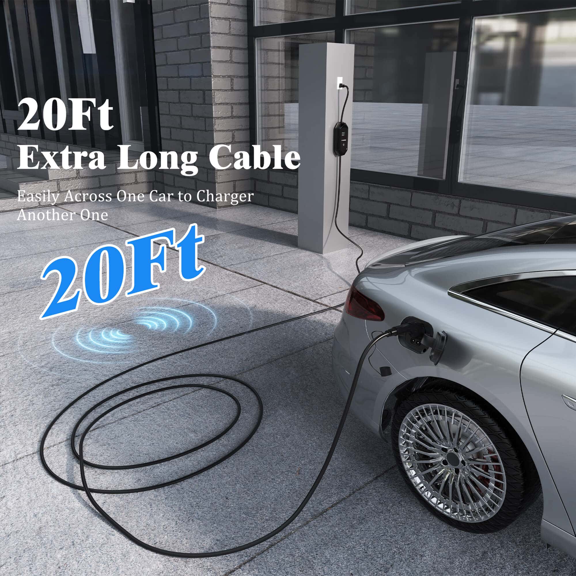 Karinear Level 1&2 NEMA 5-15 16A Portable EV Charger with 20FT Cable for All J1772 Electric Cars