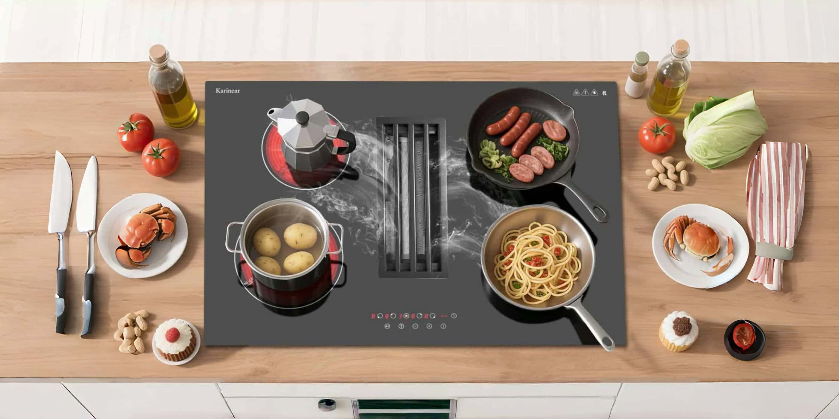 30 Inch Electric Cooktop with Downdraft