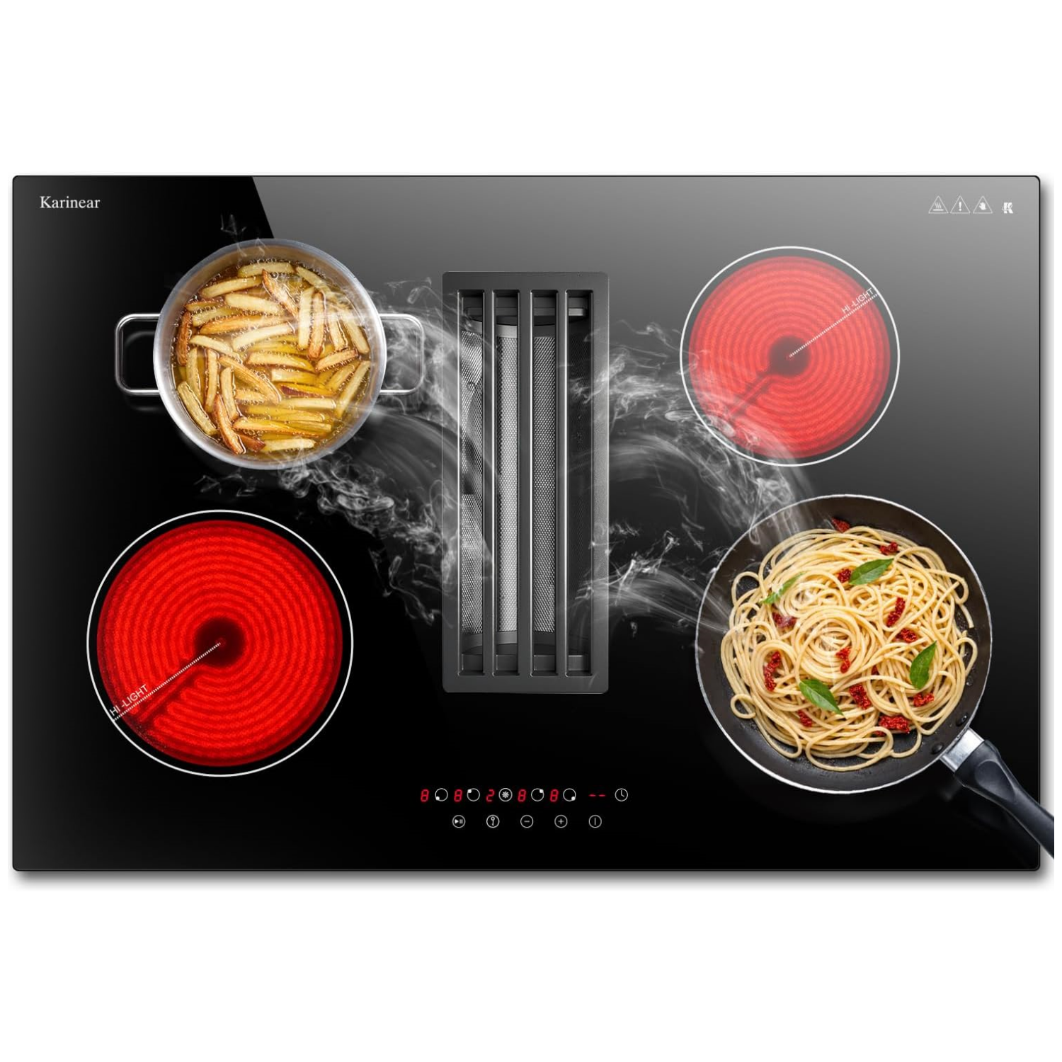 electric cooktop with downdraft