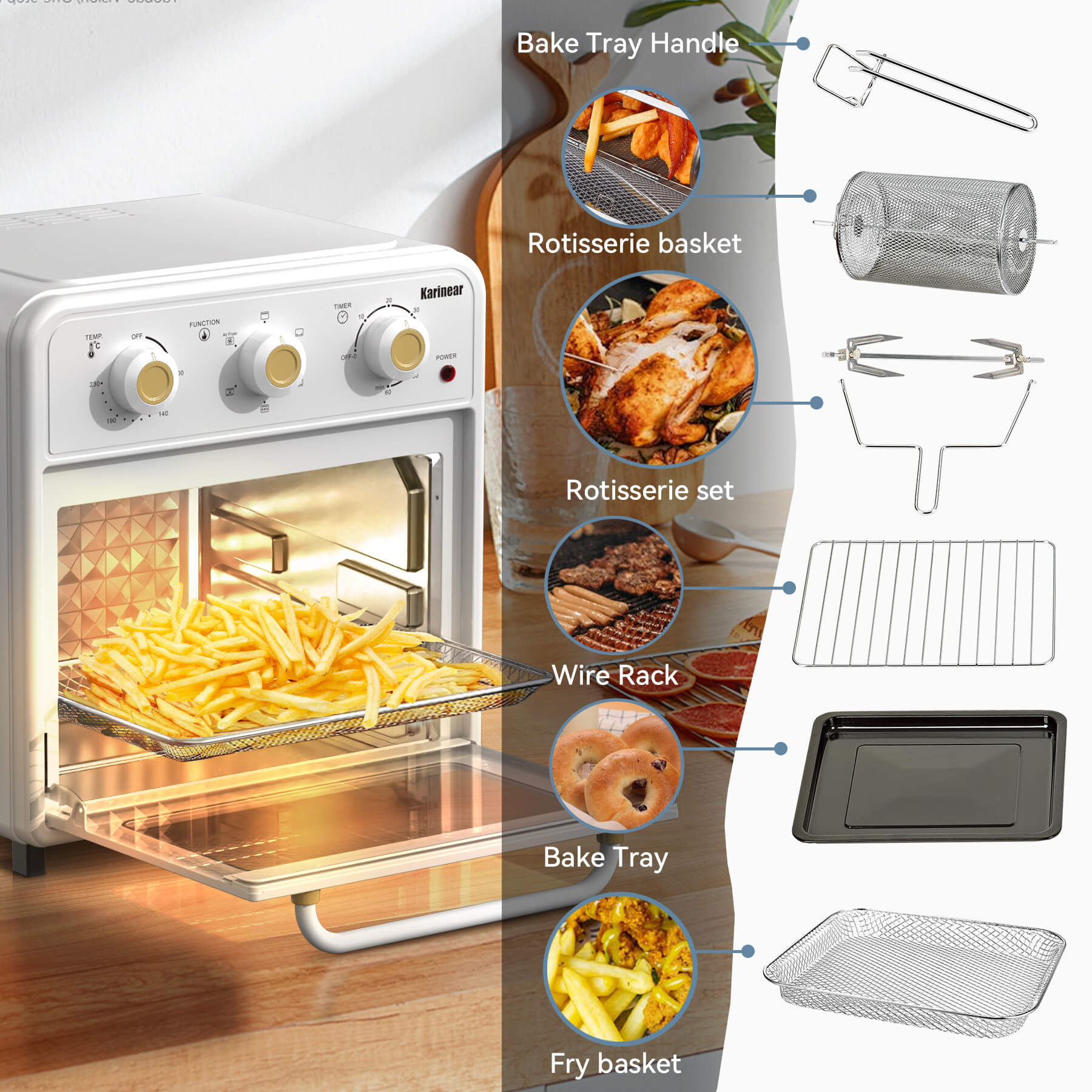 Karinear 20 L 6-in-1 Mini Oven with Rotary Knob