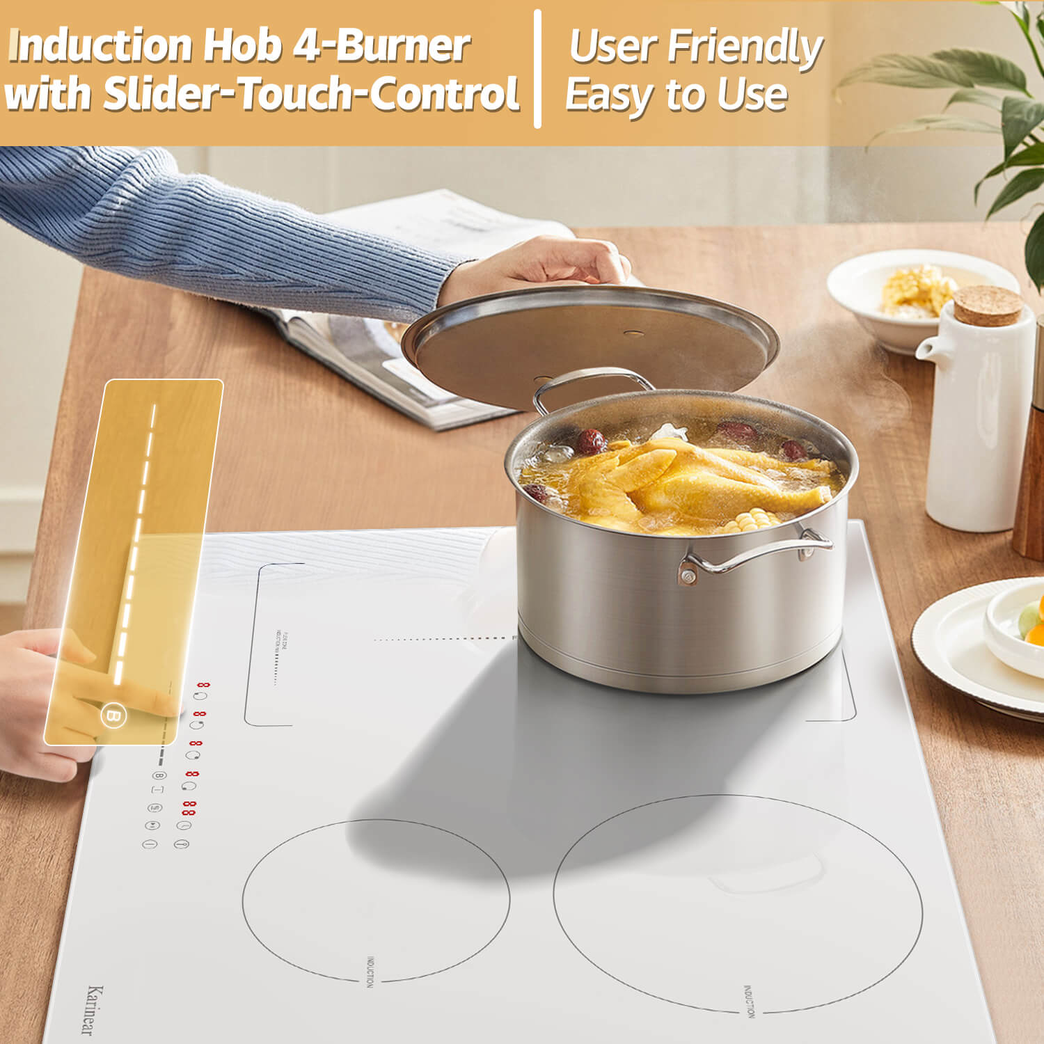 Karinear 60cm White Induction Hob With Flex Zone