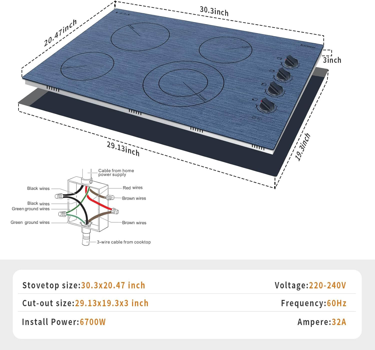  30 Inch electric cooktop