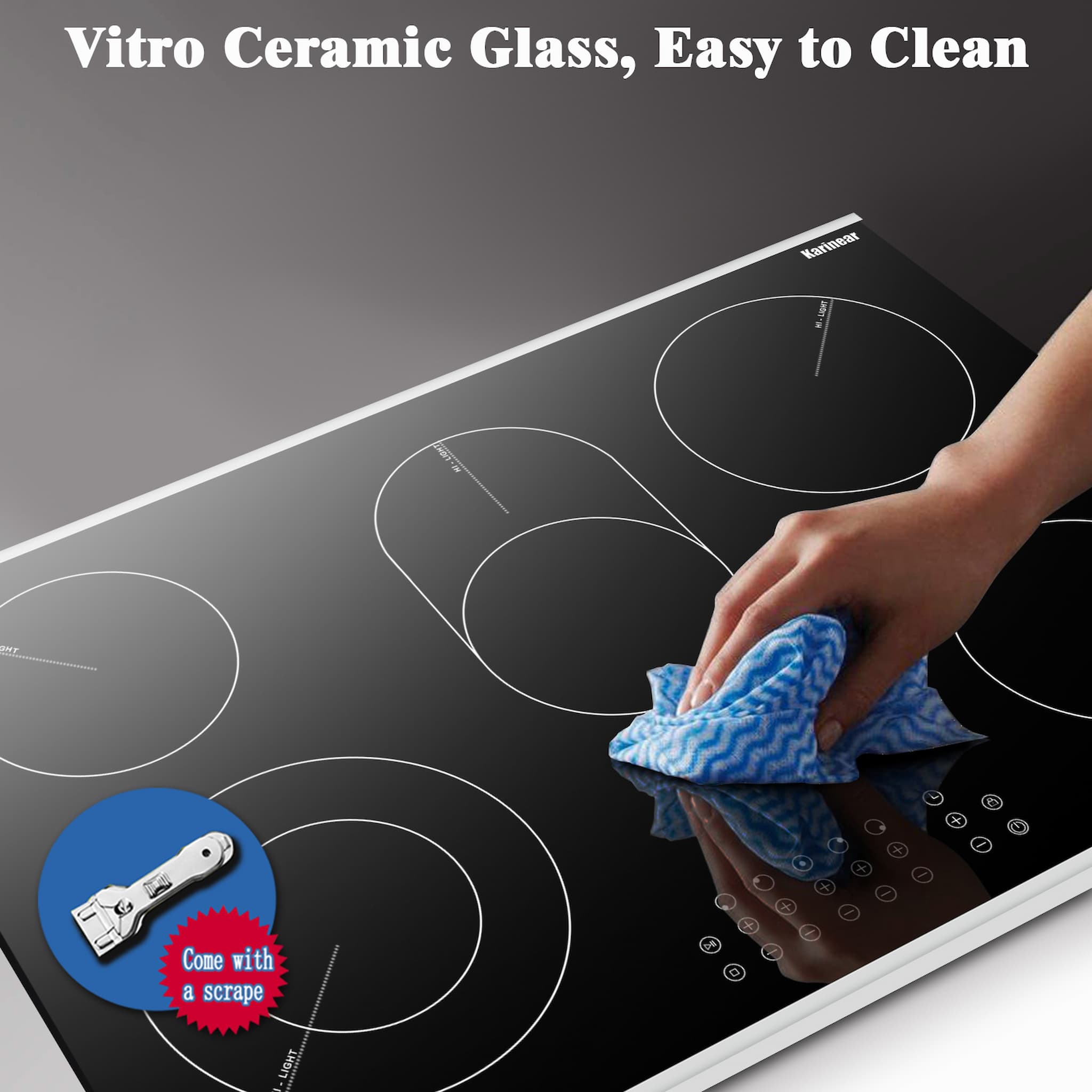 With high quality vitroceramic glass surface , the drop in electric cooktop 30 inch is not noly easy to clean, but also protected from scratches and withstands intense heat without cracking or chipping.