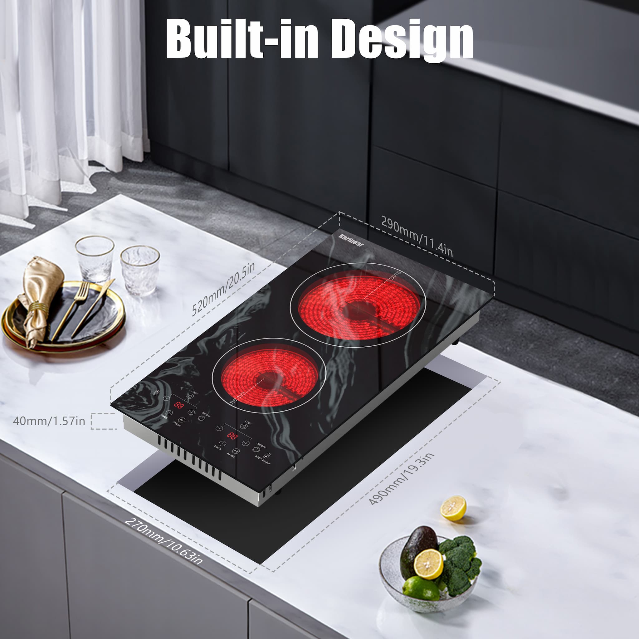 Induction Cooktop Electric Cooktop 2 Burner 110V Electric Stovetop Touch  Control