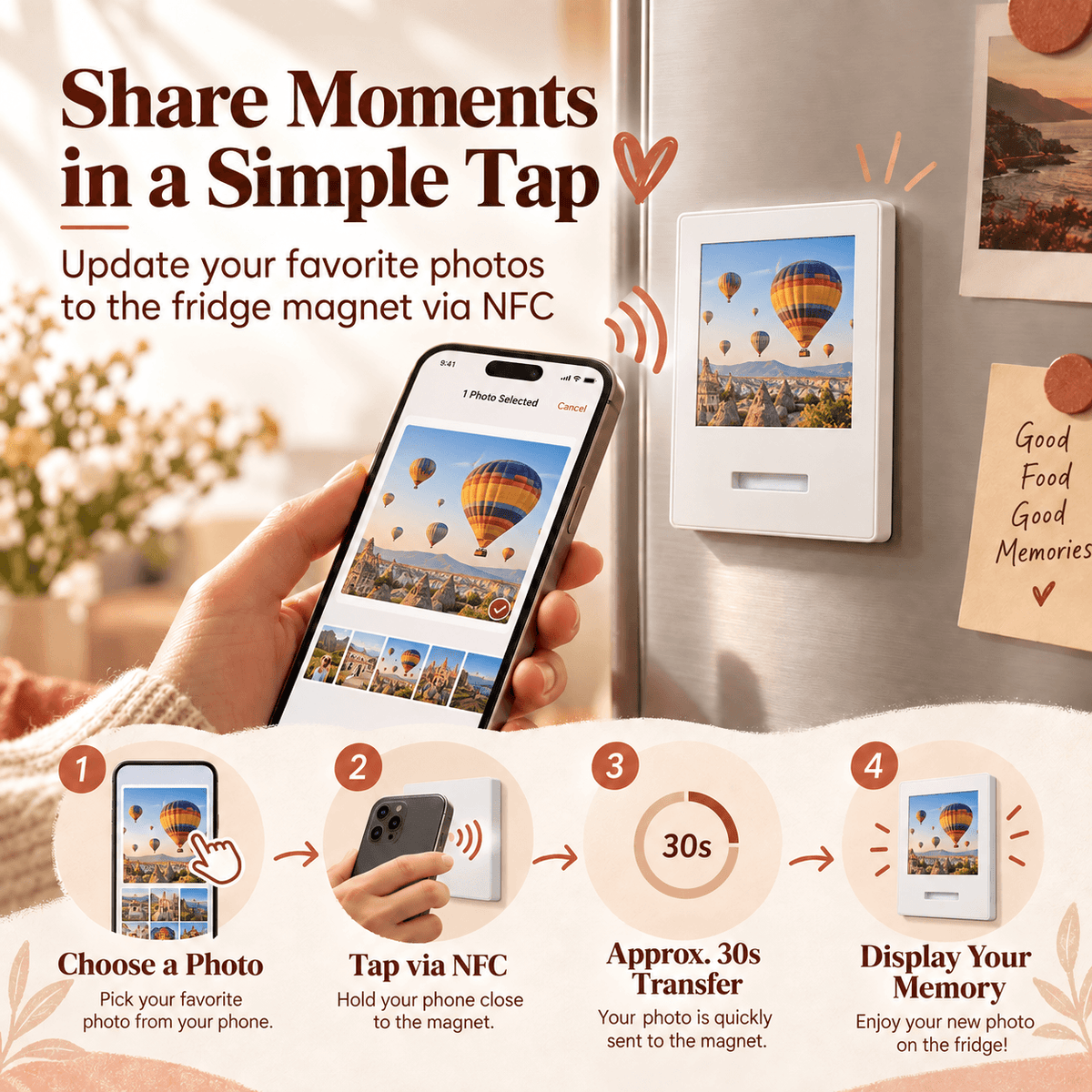 Karinear E-Ink Photo Fridge Magnet