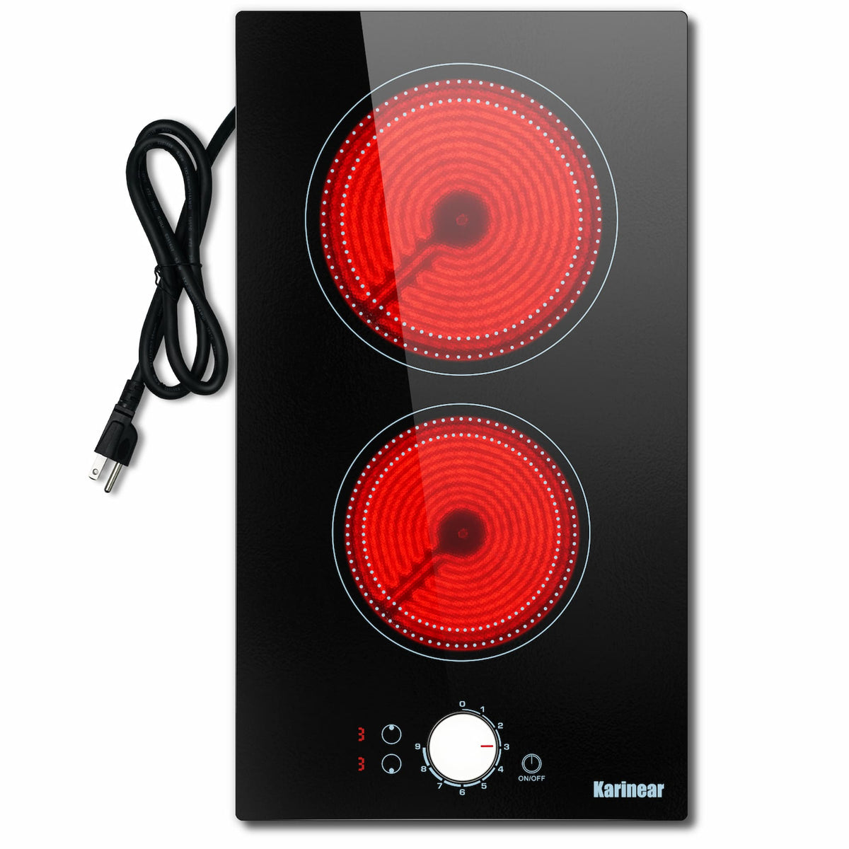 Karinear 12 Inch 2 Burners Plug in Portable Electric Ceramic Cooktop