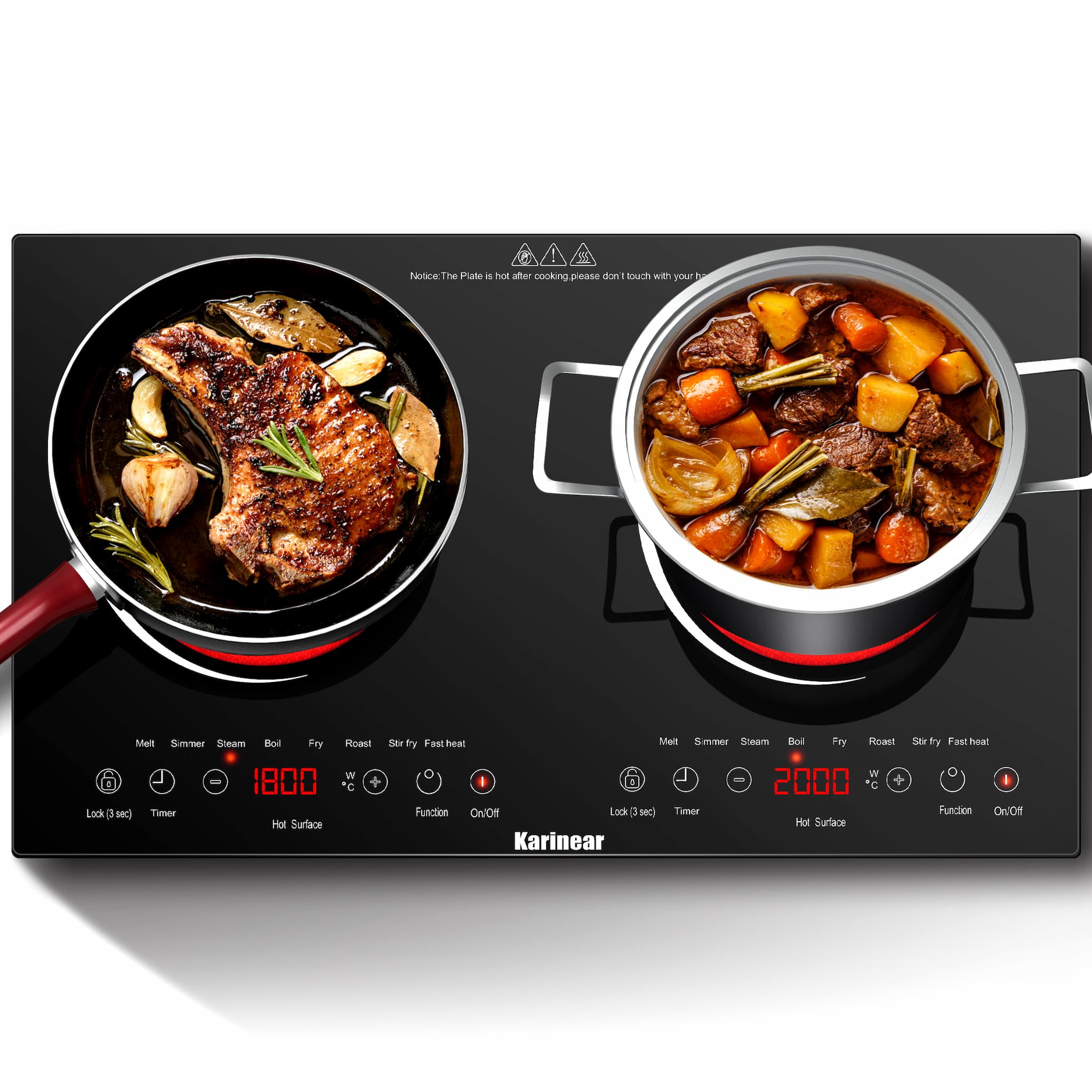 Karinear Portable Countertop & Built-in Electric Cooktop with 110v Plug