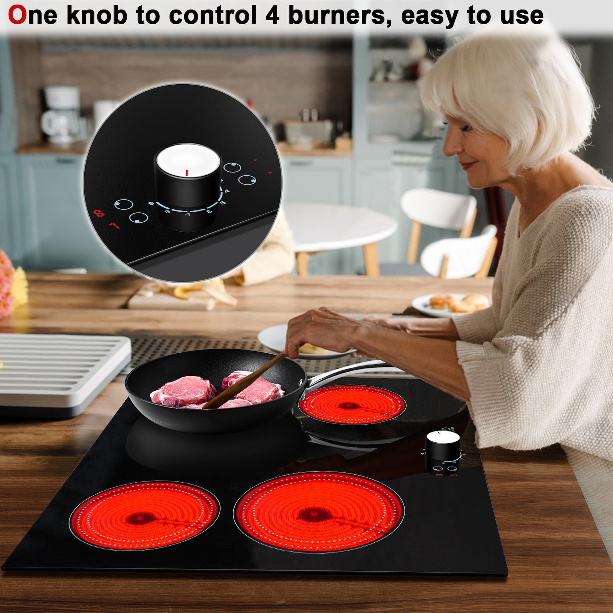 Karinear 12 Inch 2 Burner Knob Control Electric Ceramic Stove