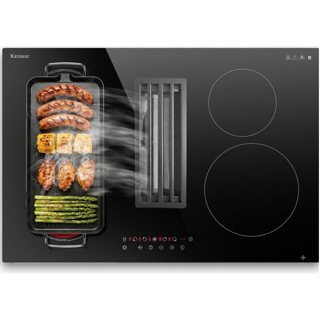 electric cooktop with downdraft