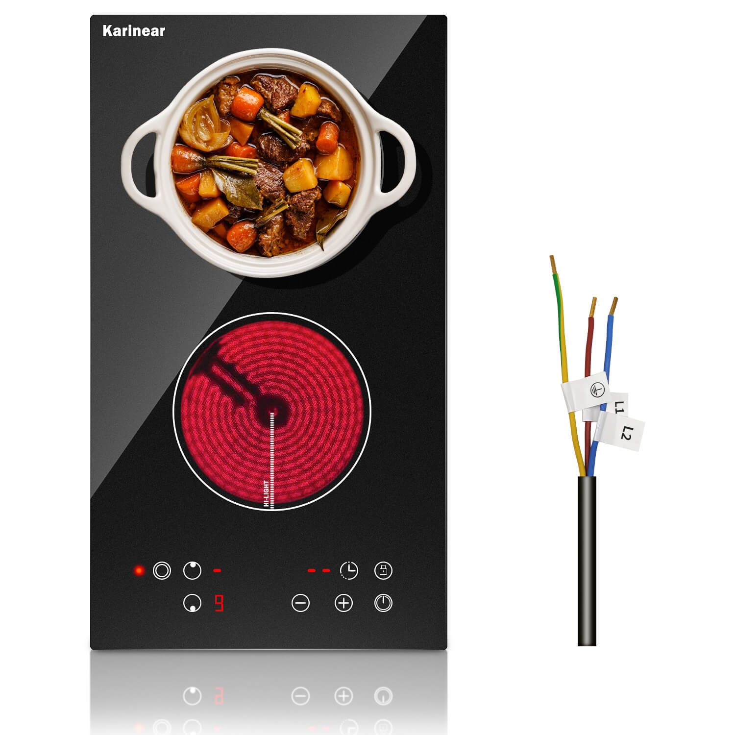 Karinear 12 Inch 2 Burner Built-in  Sensor Touch Control Ceramic Cooktop