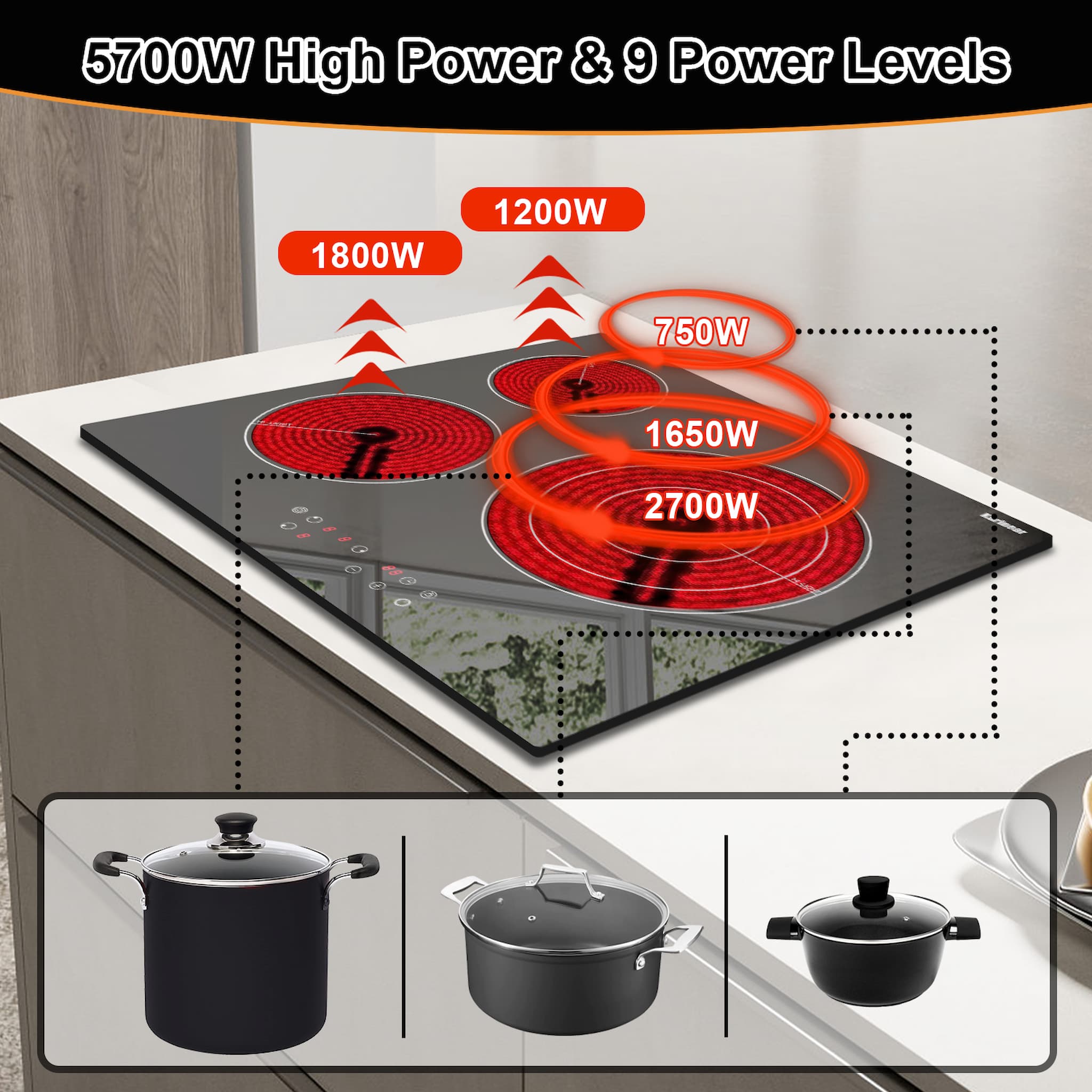 Long press the child lock button for 3 seconds to lock or unlock all buttons of the electric cooktop.